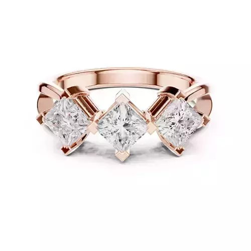 Trio Princess Solitaire Ring 3dm stl renders animation