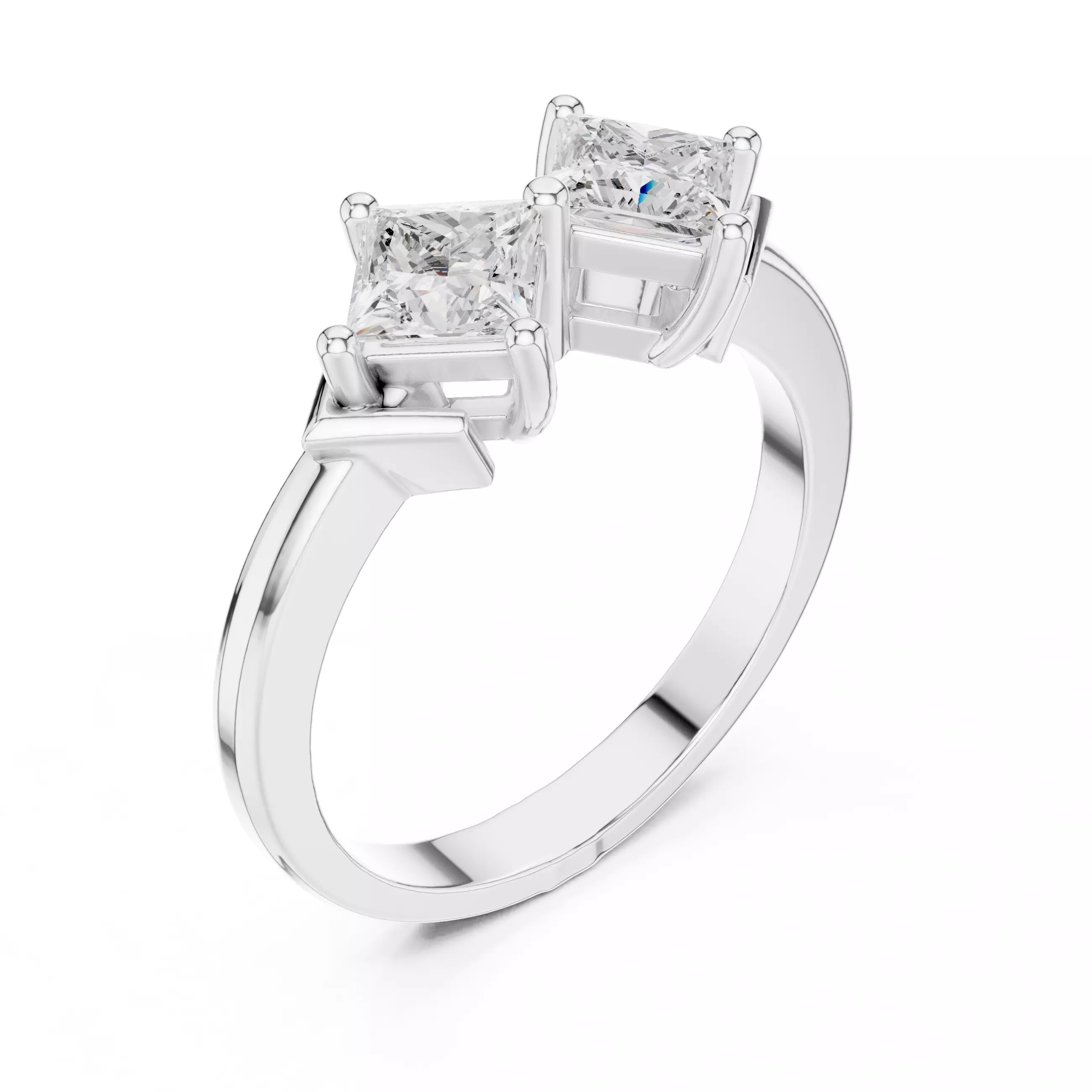 Princess Toi-et-Moi Solitaire Ring 3dm stl renders animation 3D print model_7