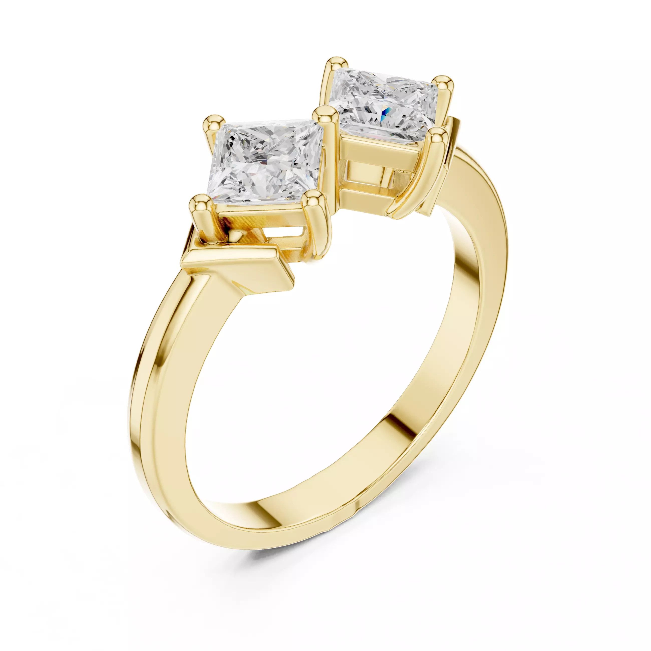 Princess Toi-et-Moi Solitaire Ring 3dm stl renders animation 3D print model_11