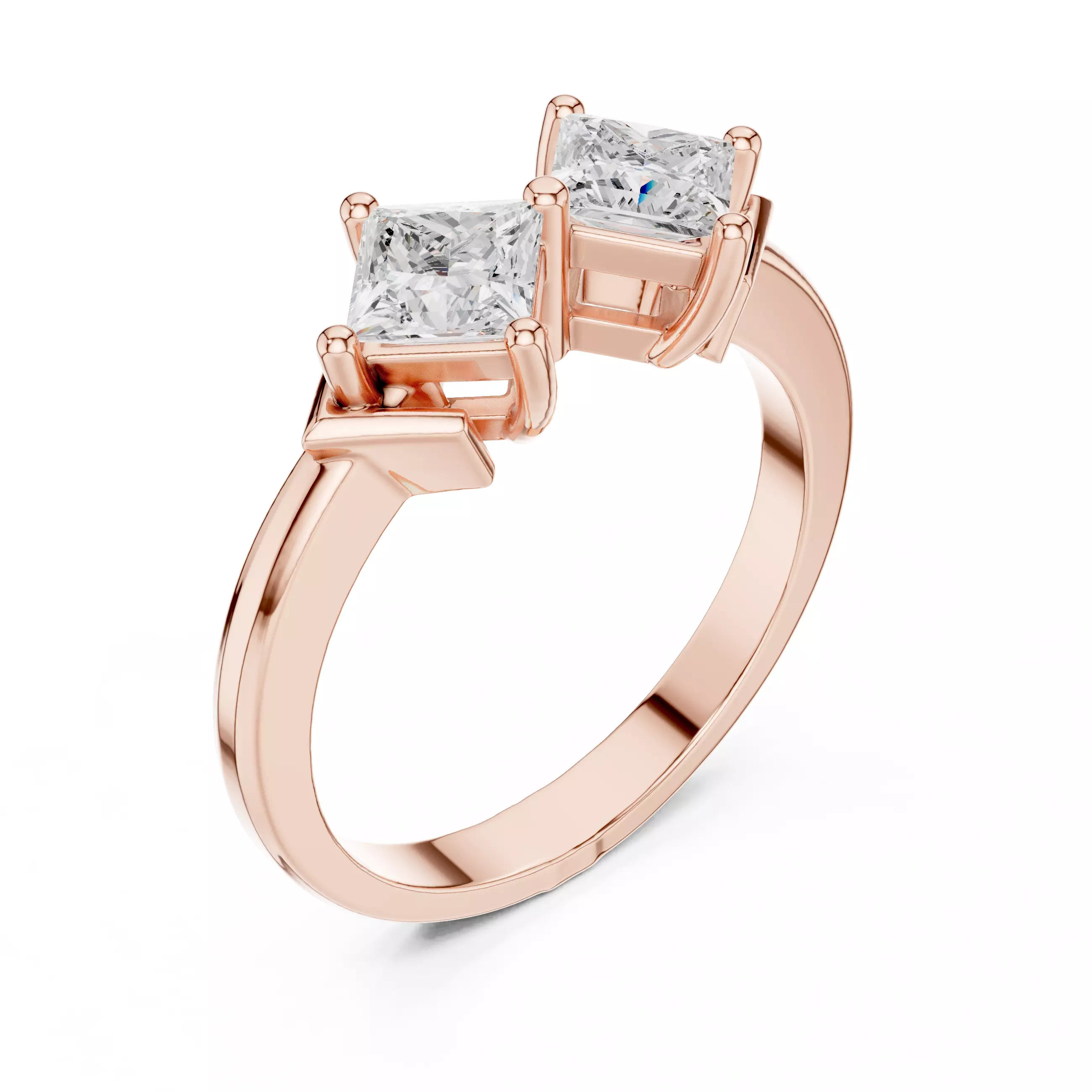 Princess Toi-et-Moi Solitaire Ring 3dm stl renders animation 3D print model_4