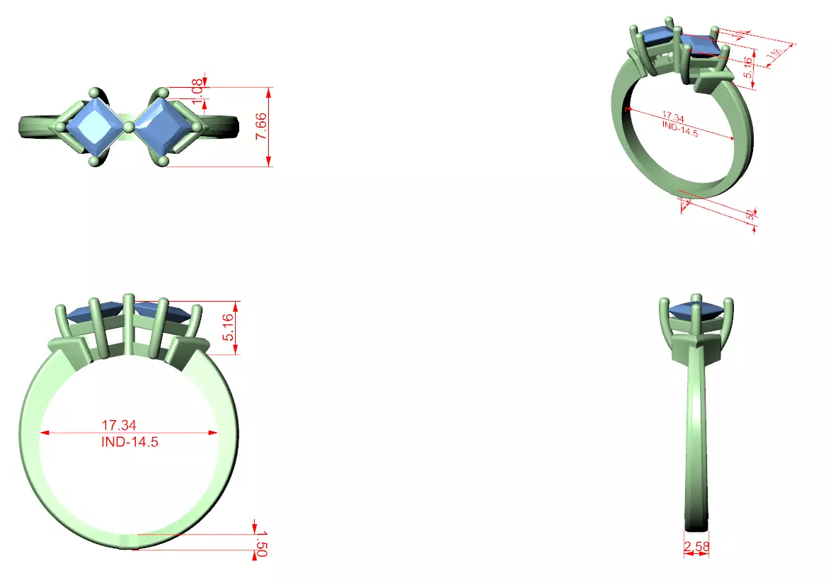 Princess Toi-et-Moi Solitaire Ring 3dm stl renders animation 3D print model_1