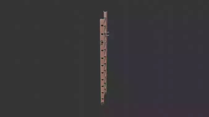 Ladder extension with wooden rails and metal rungs