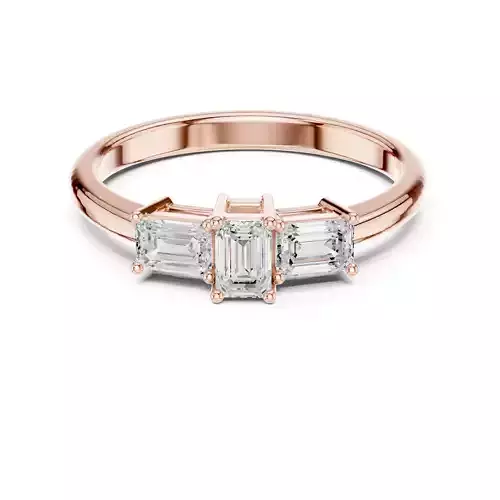 Emerald Trio Solitaire Ring 3dm stl renders animation