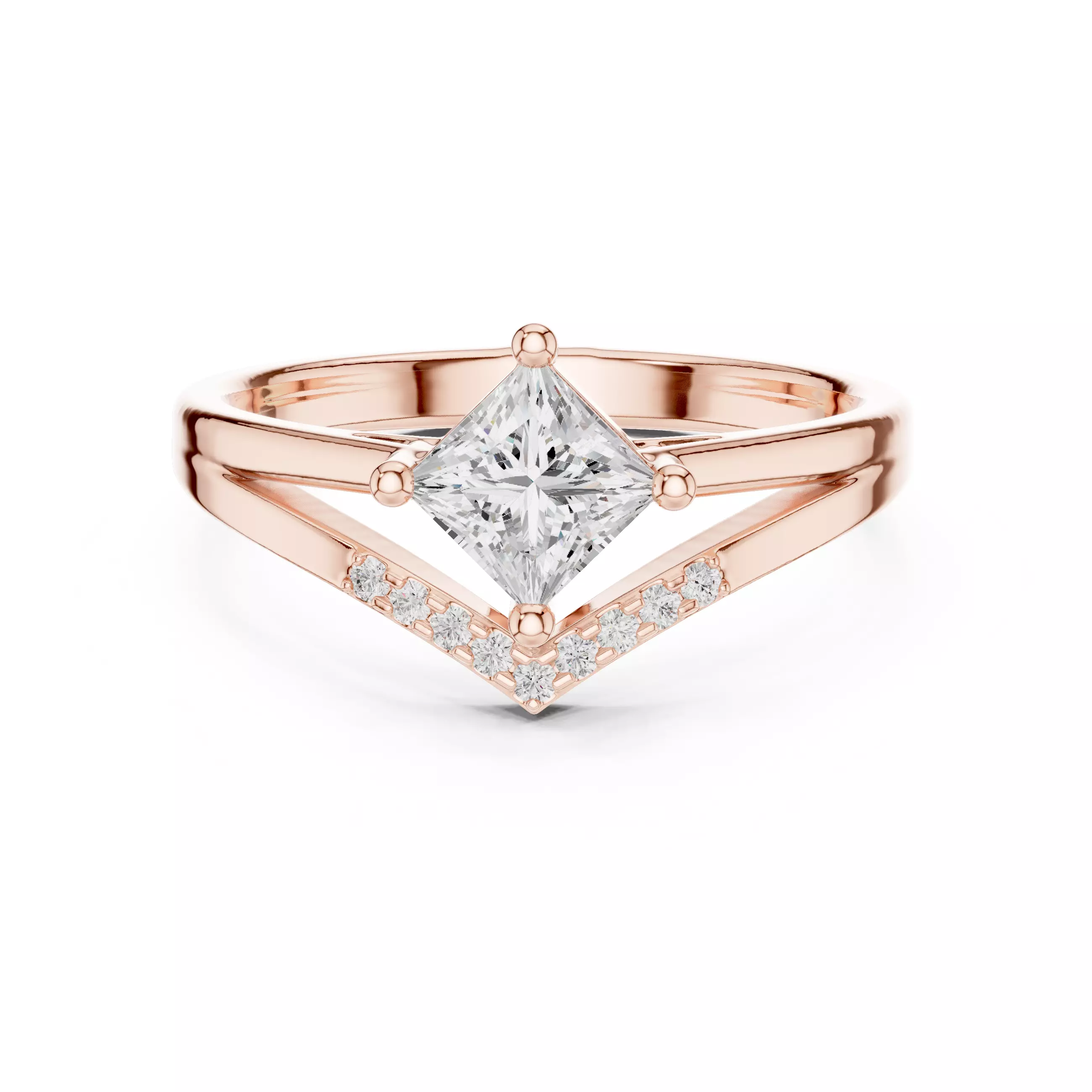 Princess Solitaire Ring 3dm stl renders animation videos 3D print model_0