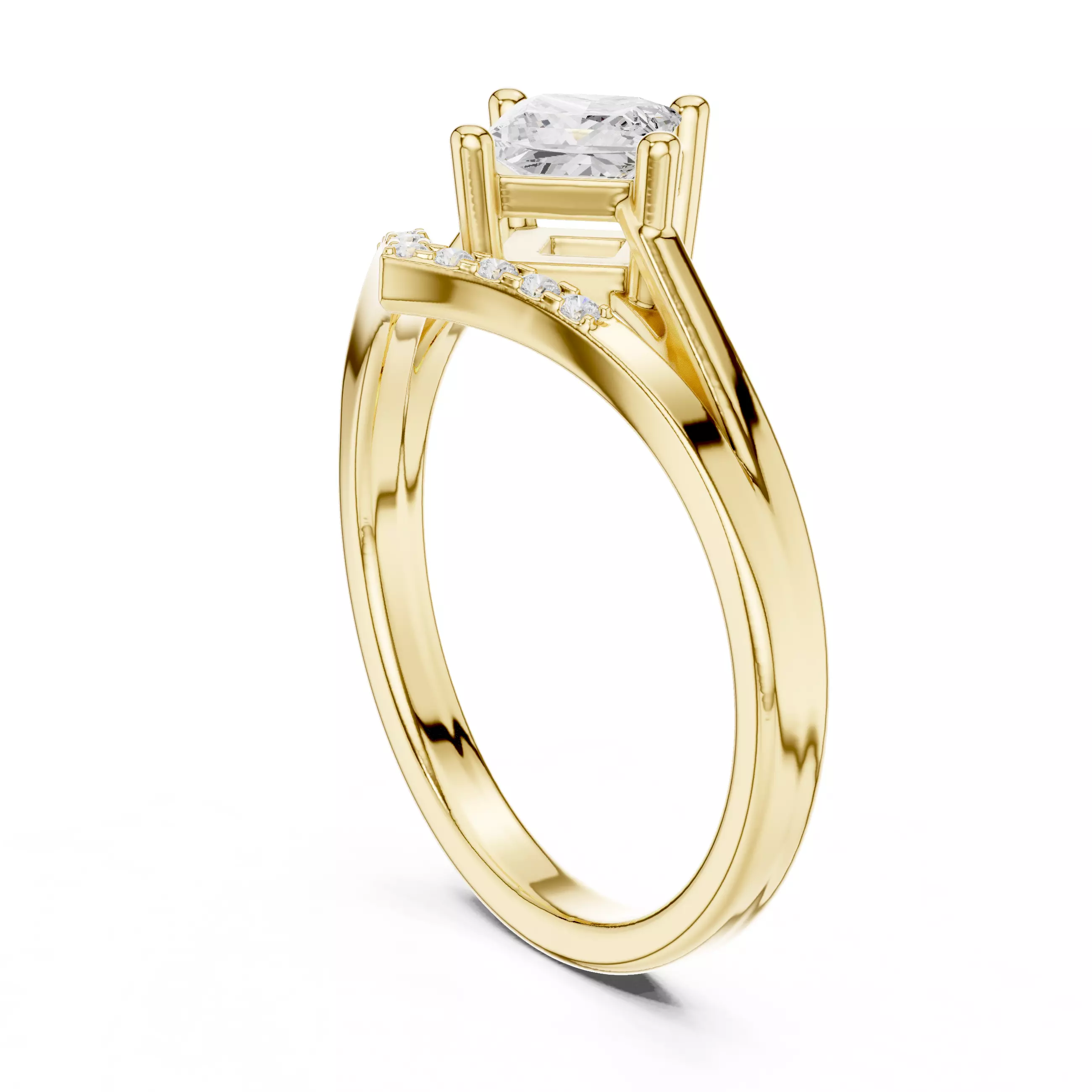 Princess Solitaire Ring 3dm stl renders animation videos 3D print model_10