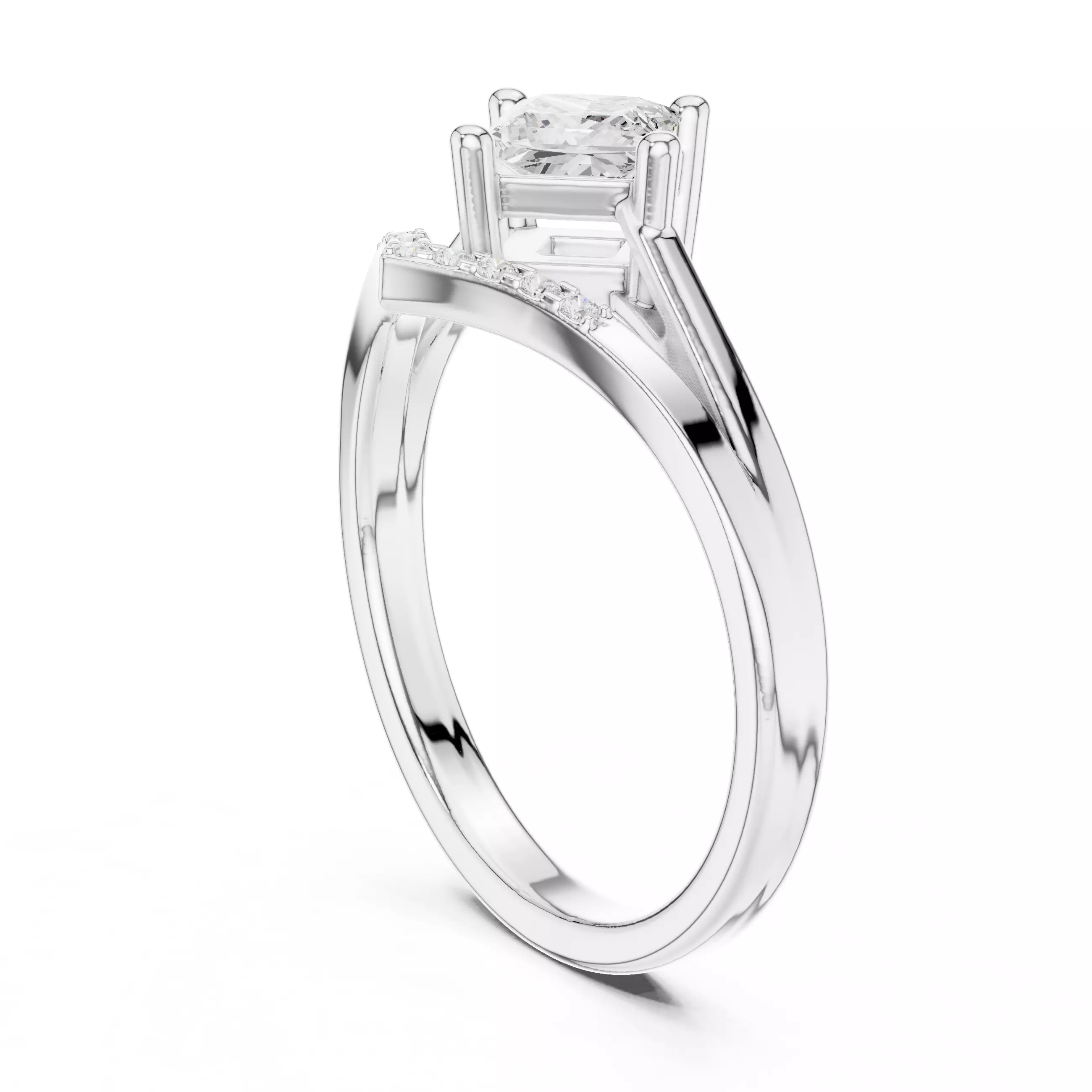 Princess Solitaire Ring 3dm stl renders animation videos 3D print model_6