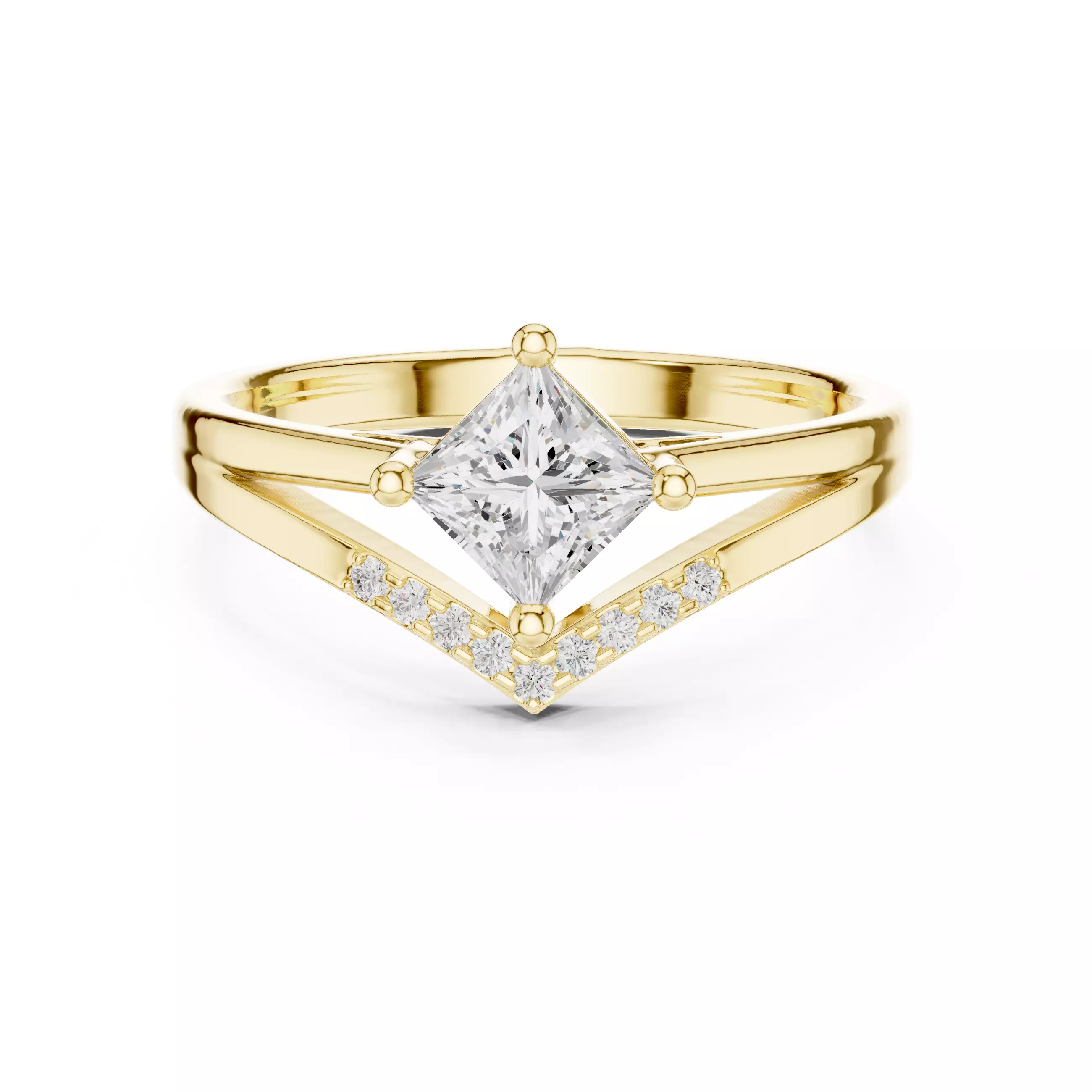 Princess Solitaire Ring 3dm stl renders animation videos 3D print model_13