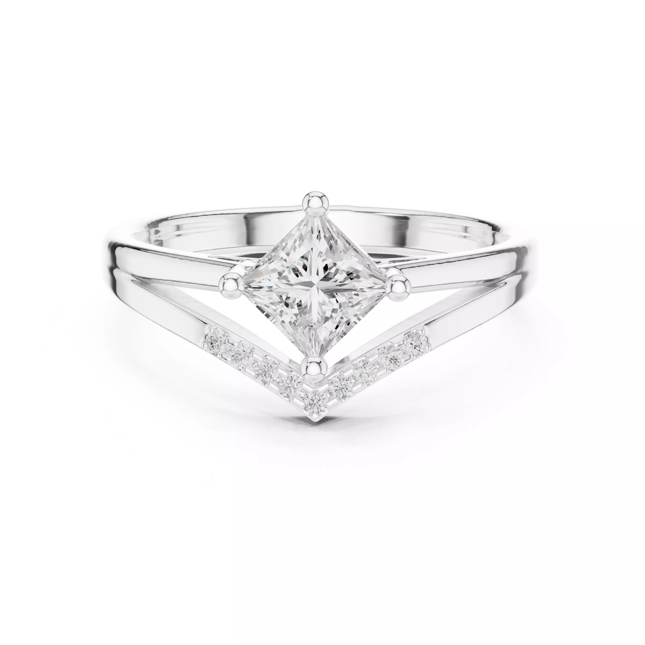 Princess Solitaire Ring 3dm stl renders animation videos 3D print model_9