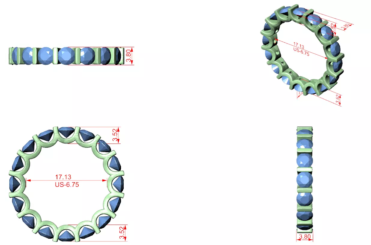 Round Diamond Eternity Band Ring 3dm stl renders 3D print model_1