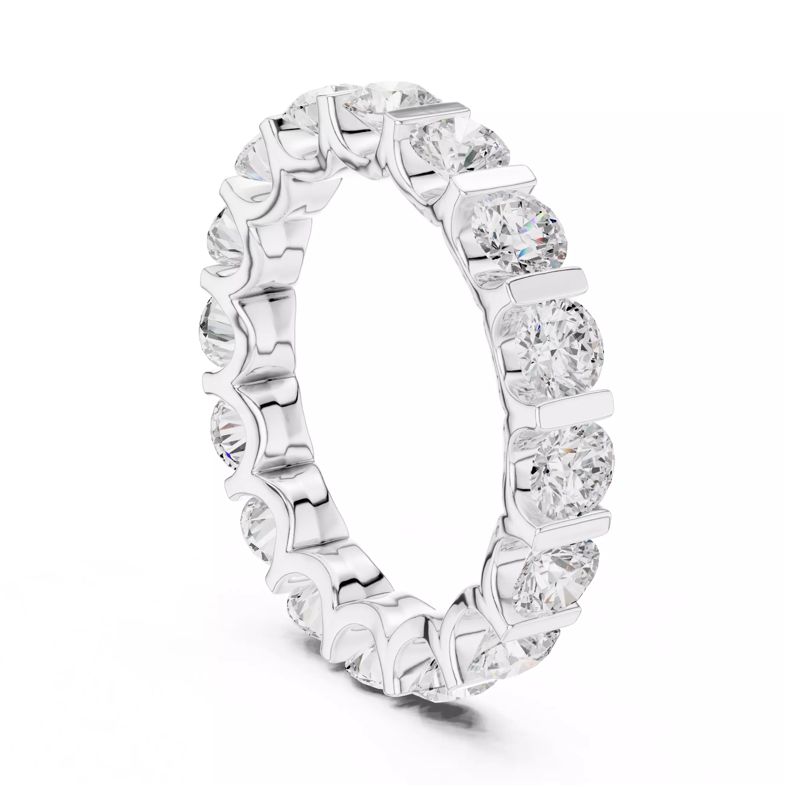 Round Diamond Eternity Band Ring 3dm stl renders 3D print model_6