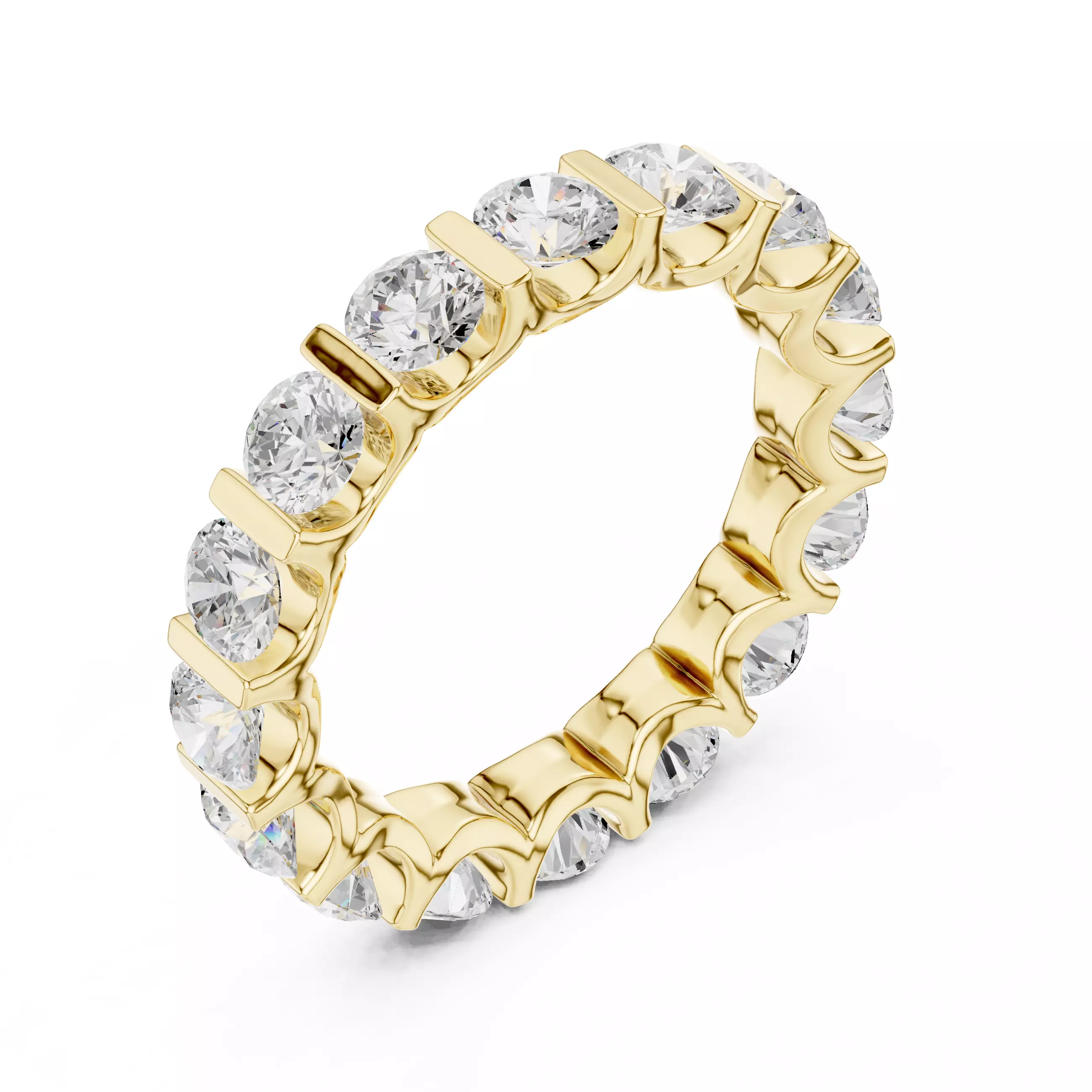 Round Diamond Eternity Band Ring 3dm stl renders 3D print model_11