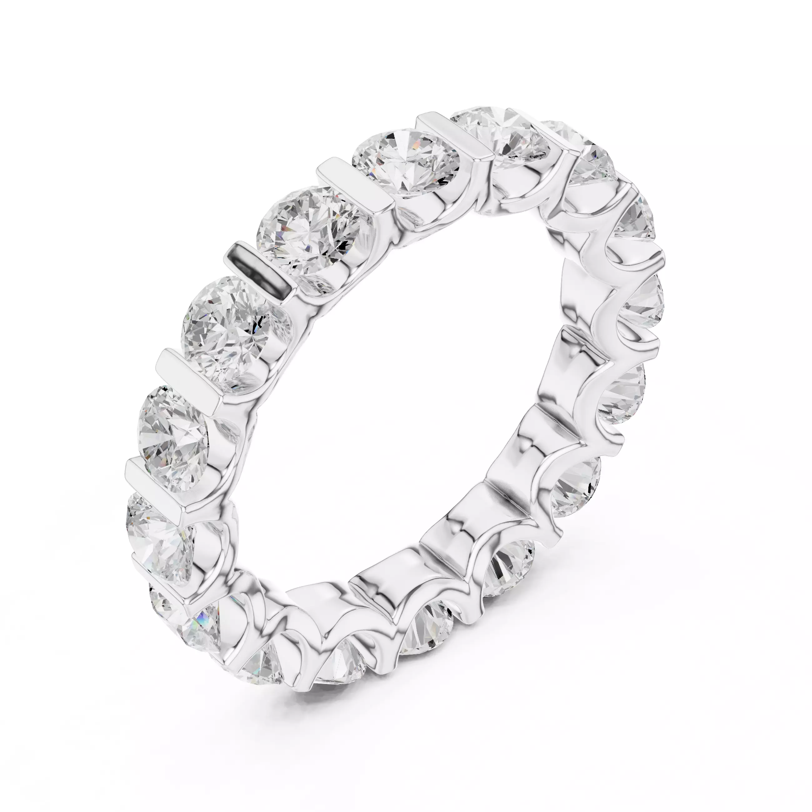 Round Diamond Eternity Band Ring 3dm stl renders 3D print model_7