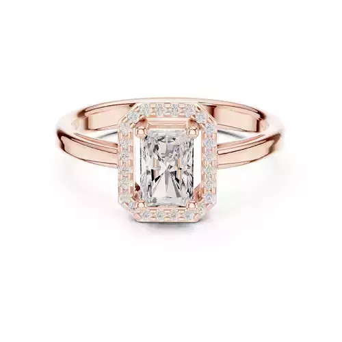 Emerald Halo Solitaire Ring 3dm stl renders animation videos  3D print model