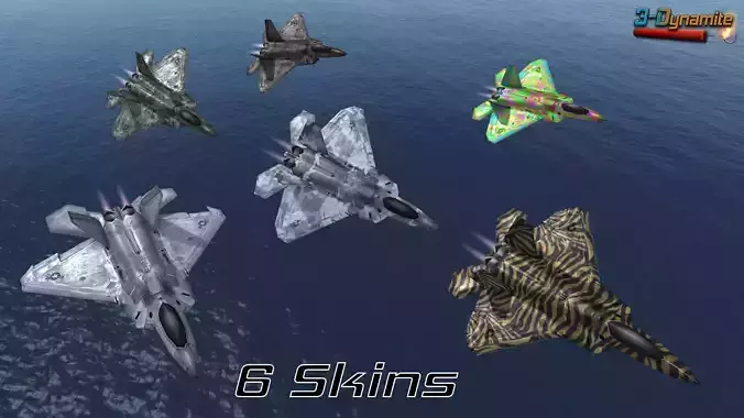 Mobile Low Poly F22 Raptor Low-poly 3D model