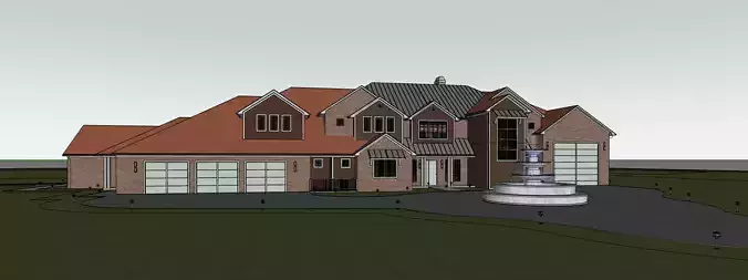 Modern Ranch Style House with Swimming Pool SketchUp Model 3D model Modern Ranch Style House with Swimming Pool SketchUp Model 3D model