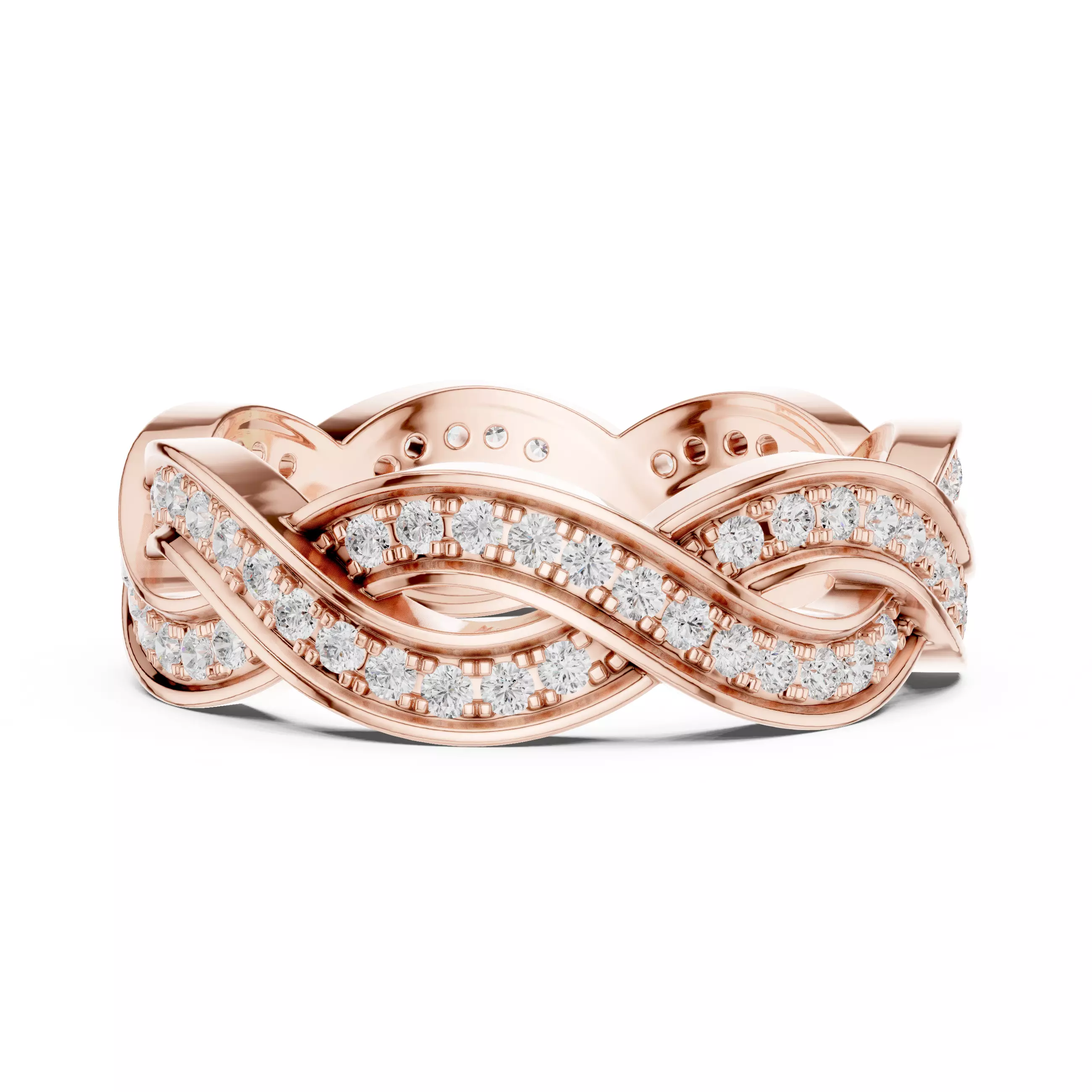 Cross Woven Wire Mesh Eternity Band Ring 3dm stl renders 3D print model_5