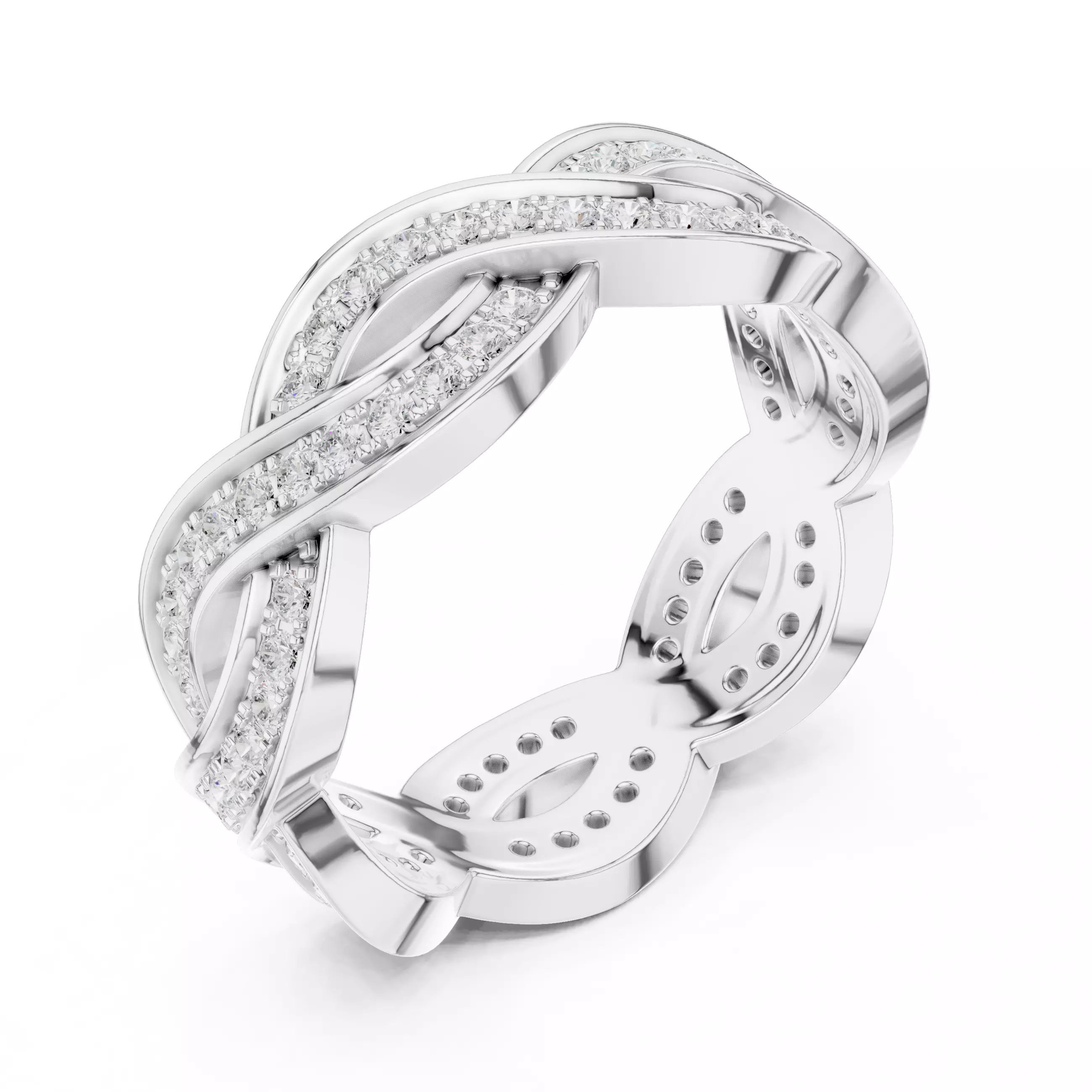 Cross Woven Wire Mesh Eternity Band Ring 3dm stl renders 3D print model_7