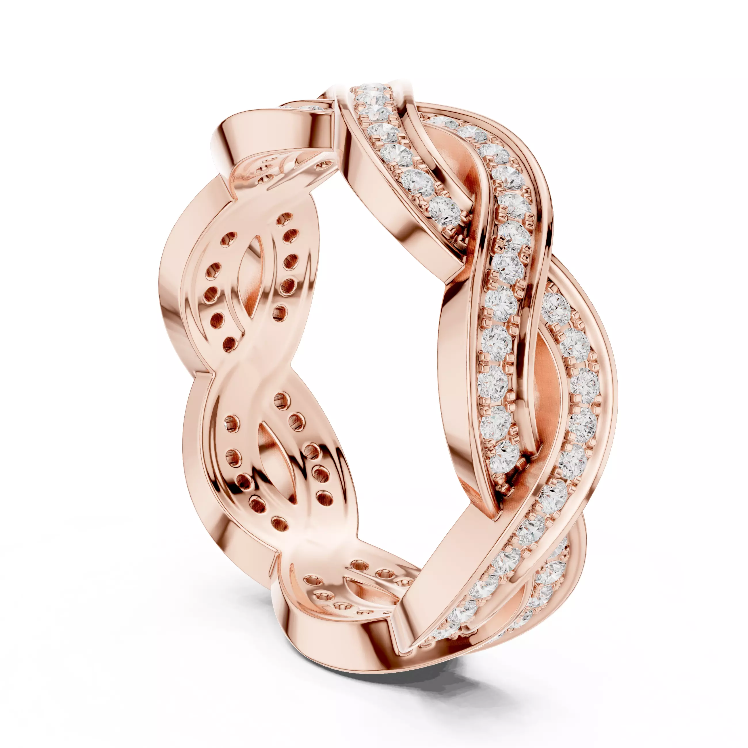 Cross Woven Wire Mesh Eternity Band Ring 3dm stl renders 3D print model_3