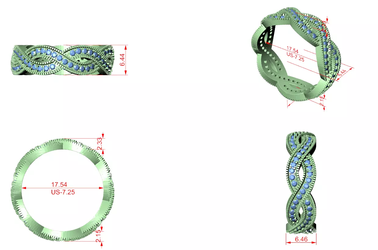 Cross Woven Wire Mesh Eternity Band Ring 3dm stl renders 3D print model_1