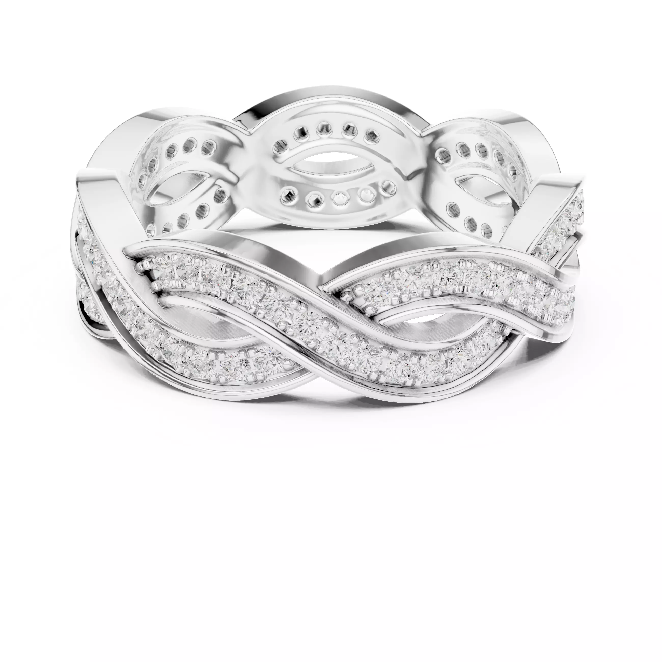 Cross Woven Wire Mesh Eternity Band Ring 3dm stl renders 3D print model_9