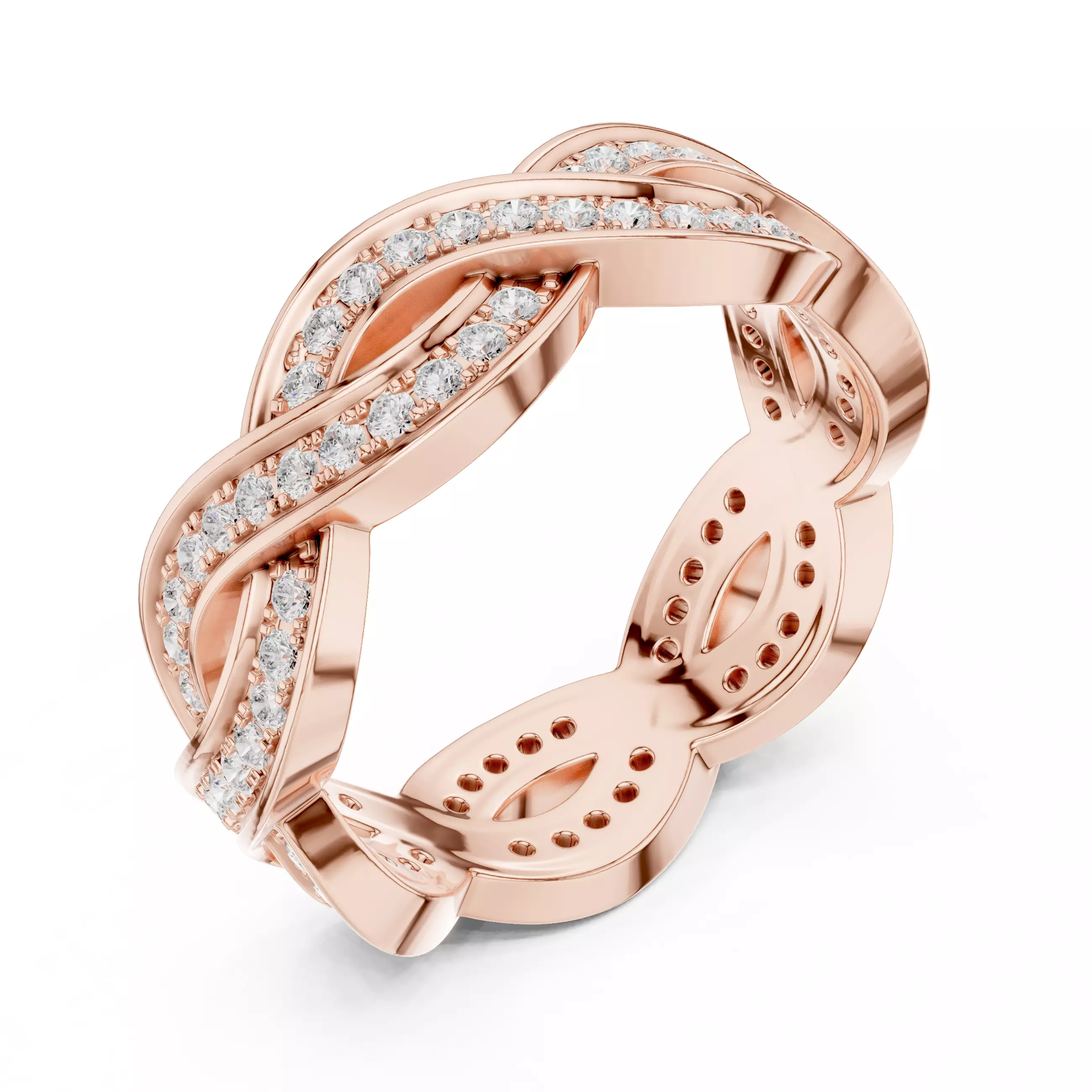 Cross Woven Wire Mesh Eternity Band Ring 3dm stl renders 3D print model_4