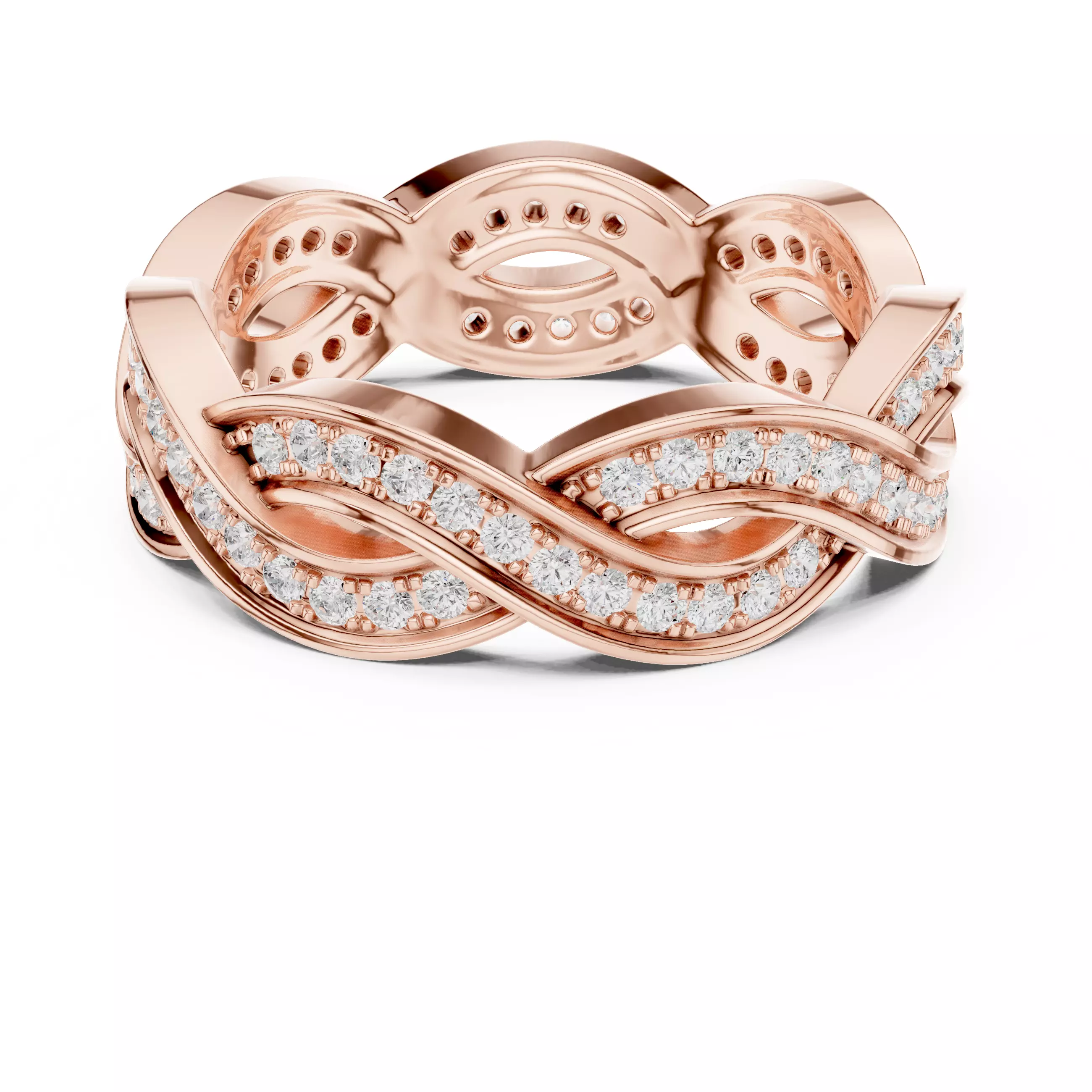 Cross Woven Wire Mesh Eternity Band Ring 3dm stl renders 3D print model_0