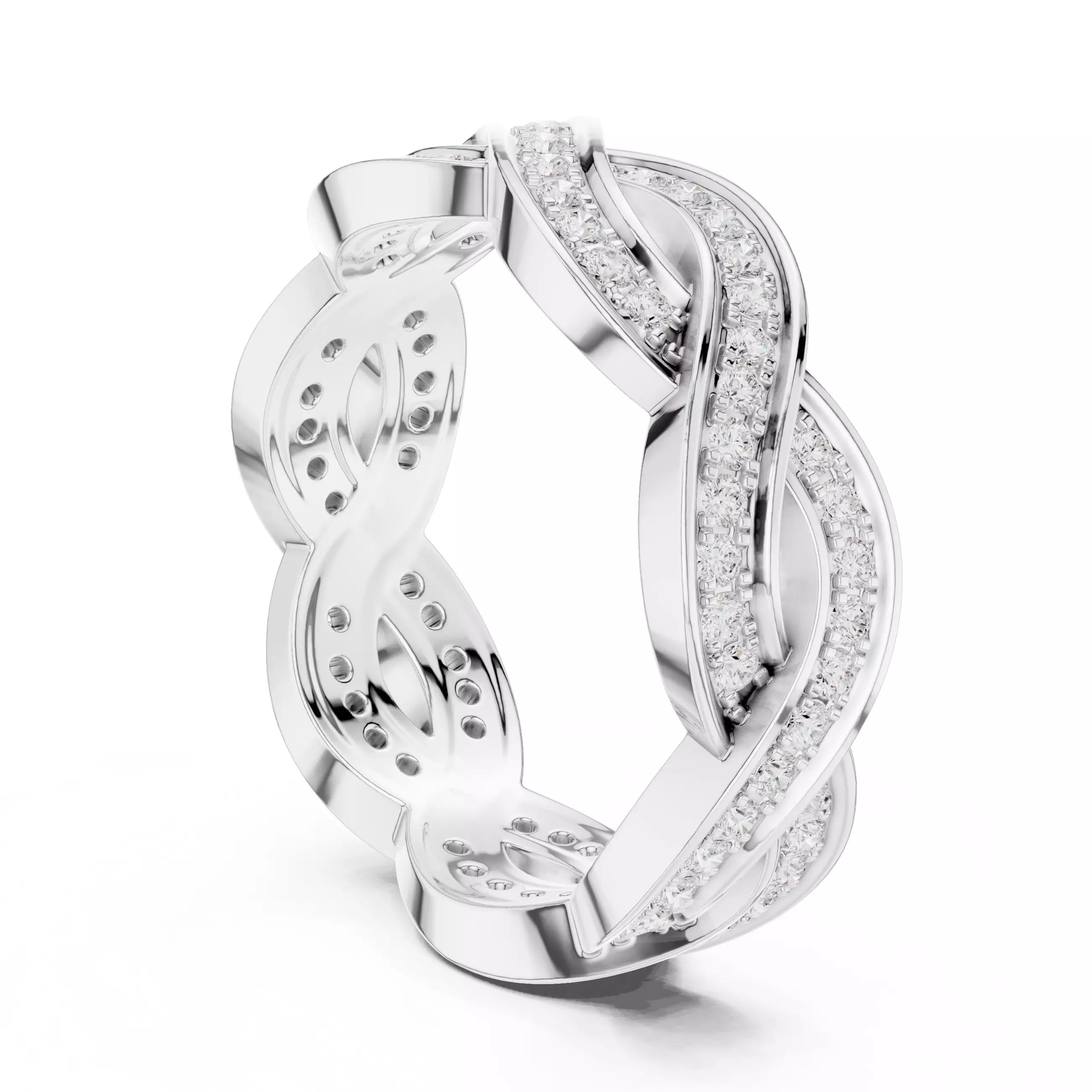 Cross Woven Wire Mesh Eternity Band Ring 3dm stl renders 3D print model_6