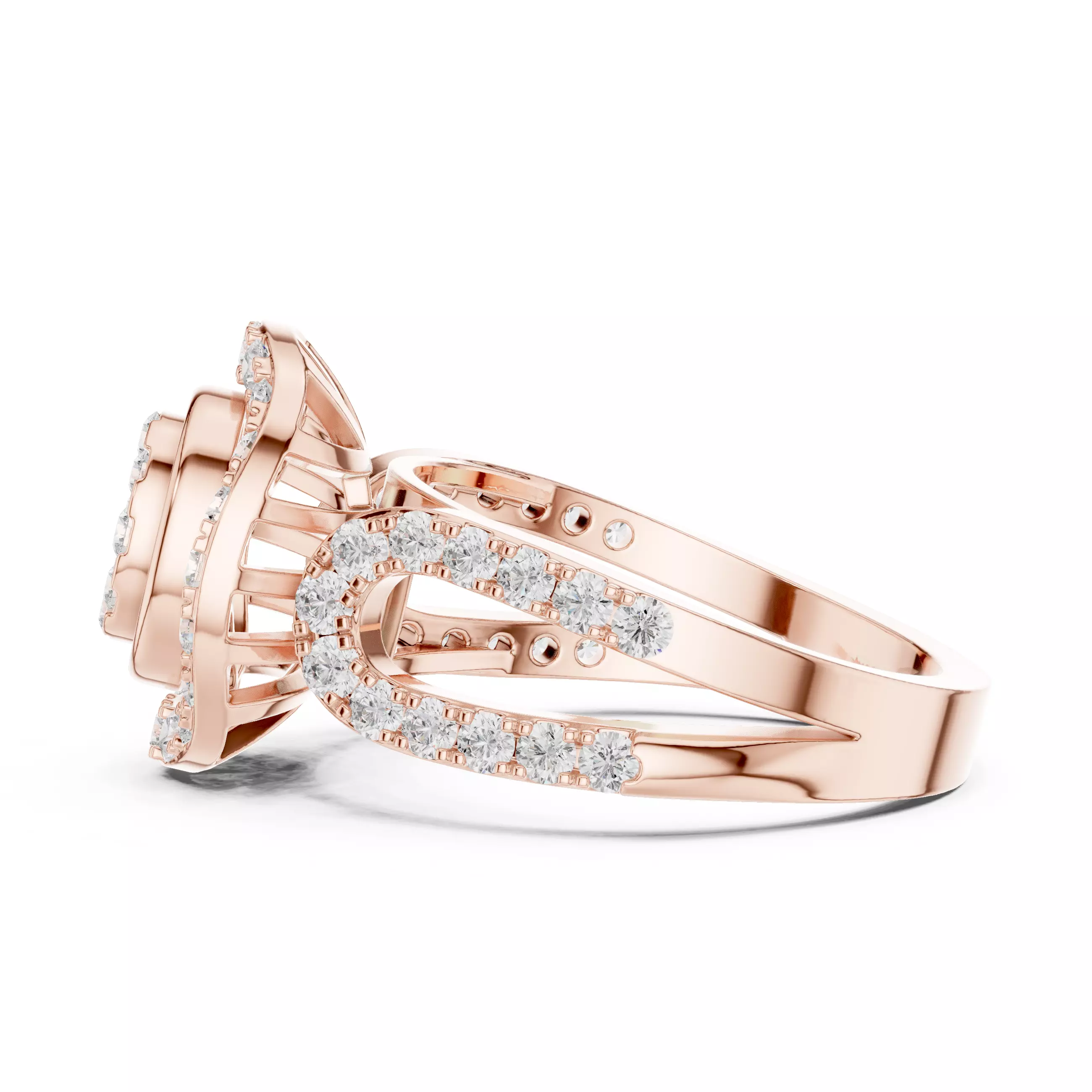 Halo Cluster Diamond Ring 3dm stl renders animation 3D print model_5