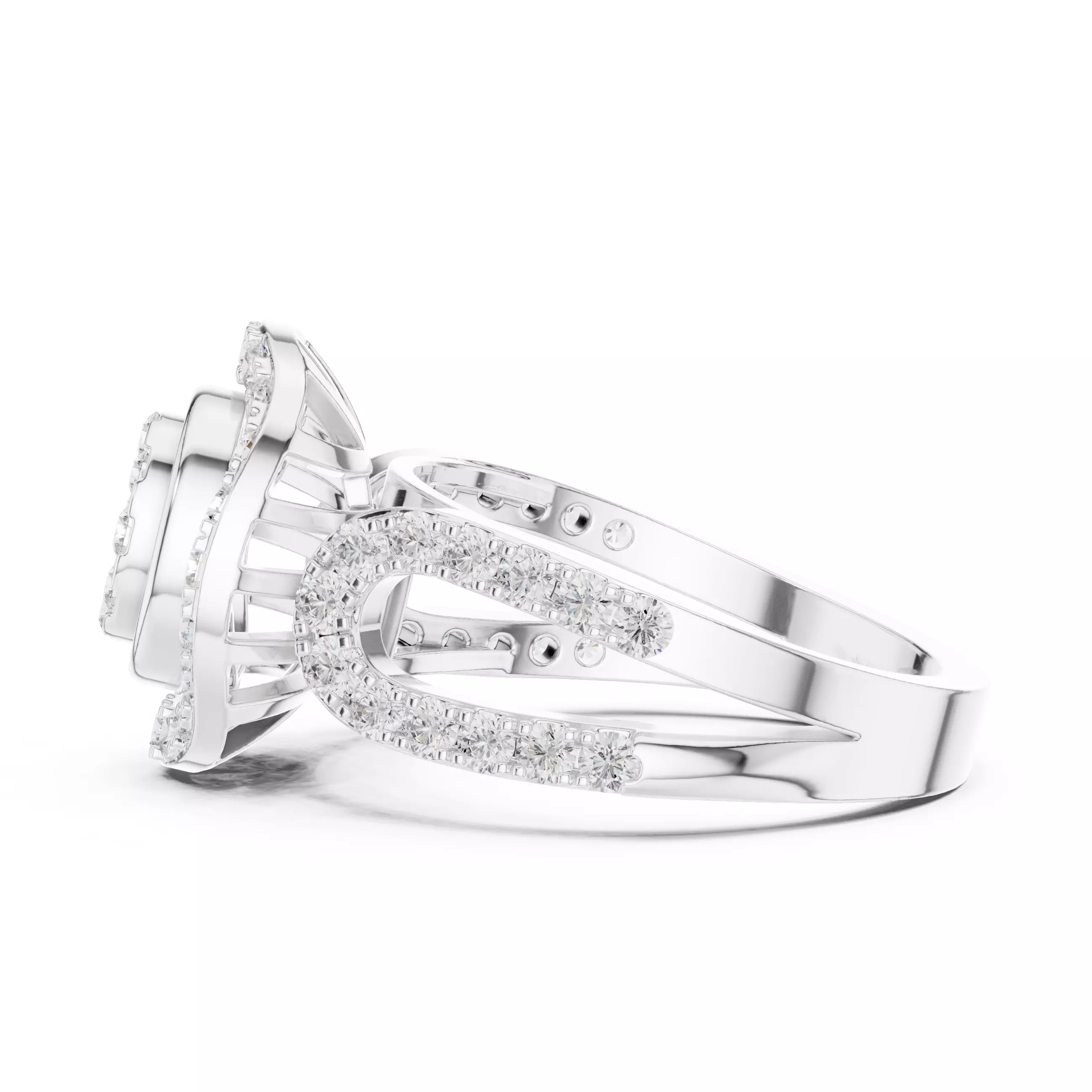 Halo Cluster Diamond Ring 3dm stl renders animation 3D print model_8