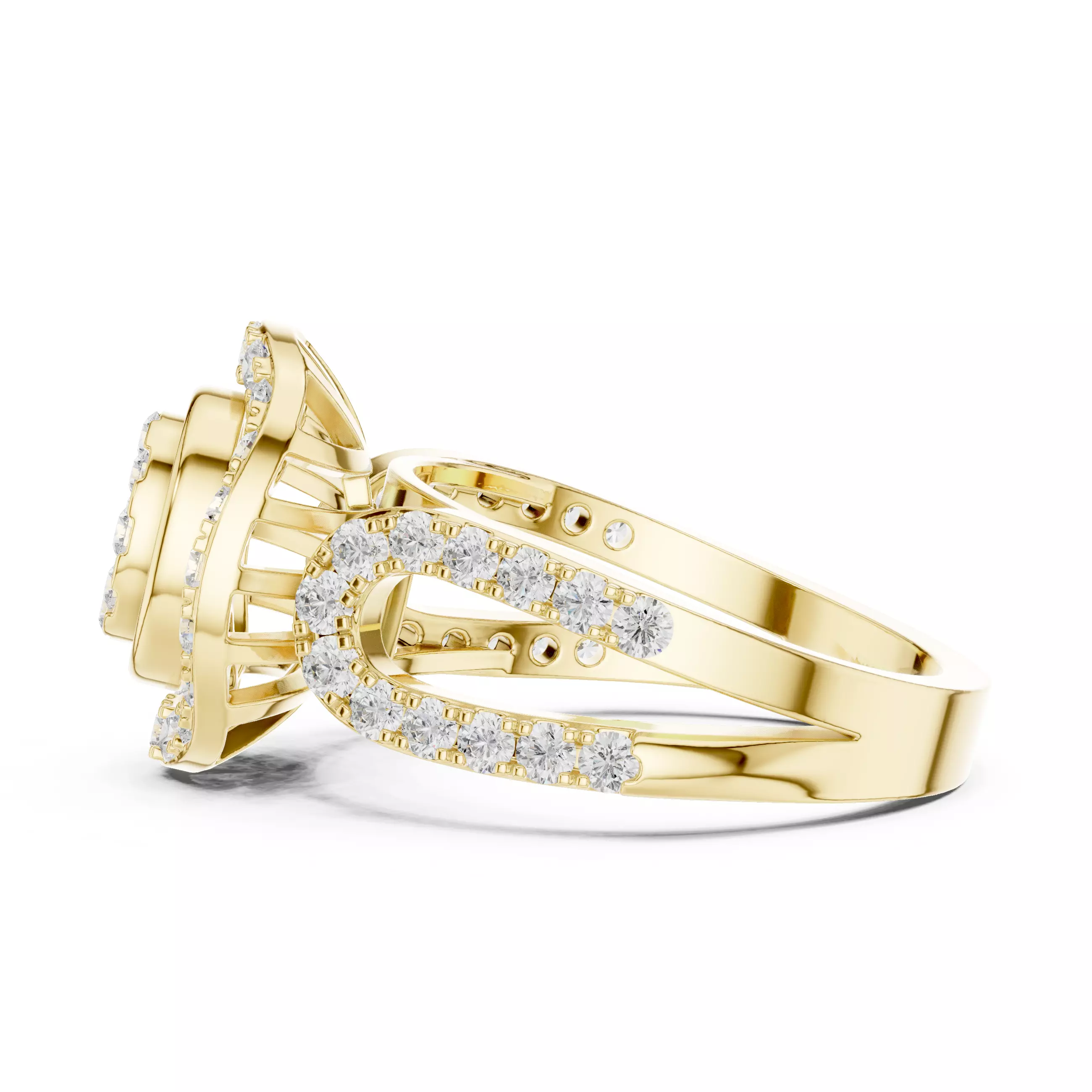 Halo Cluster Diamond Ring 3dm stl renders animation 3D print model_12