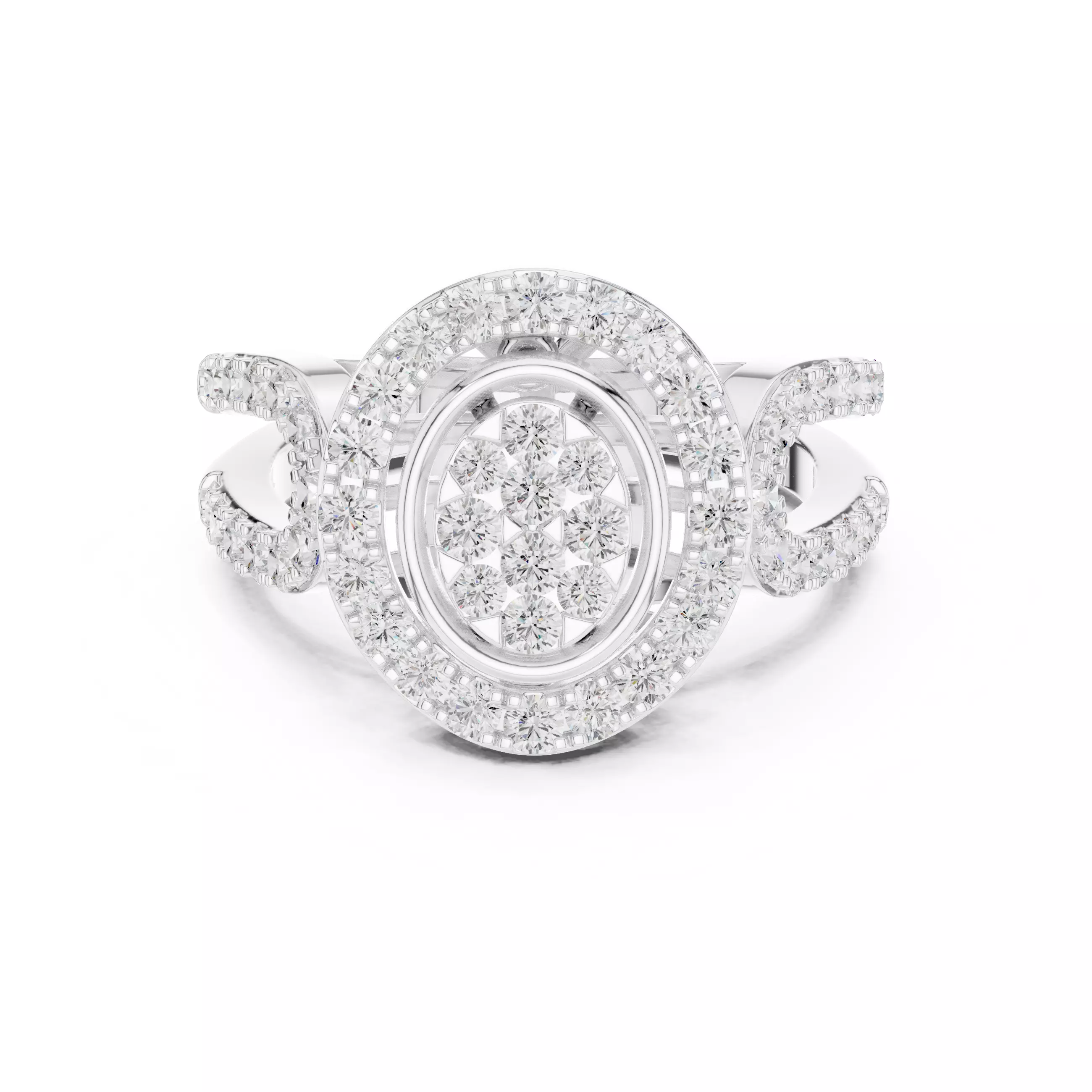 Halo Cluster Diamond Ring 3dm stl renders animation 3D print model_9