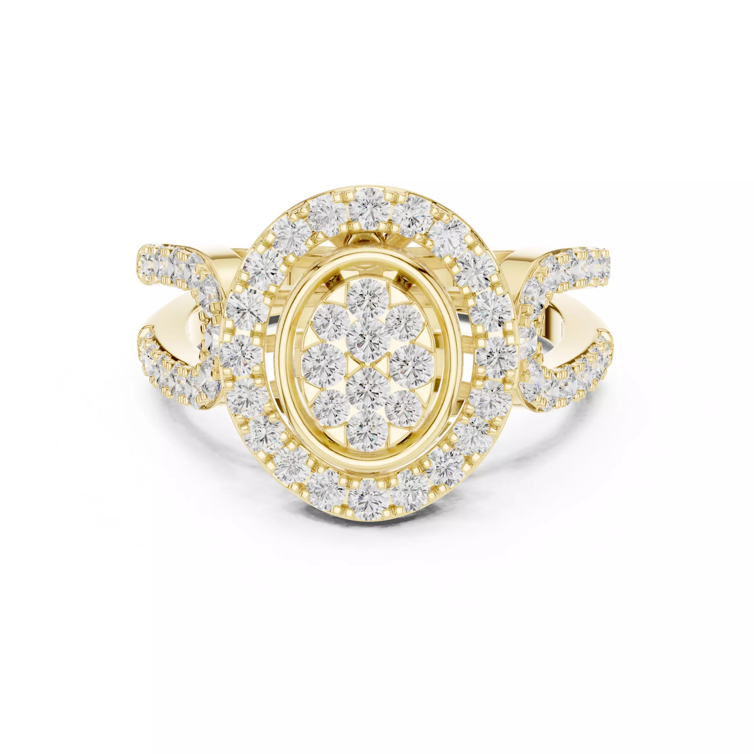 Halo Cluster Diamond Ring 3dm stl renders animation 3D print model_13