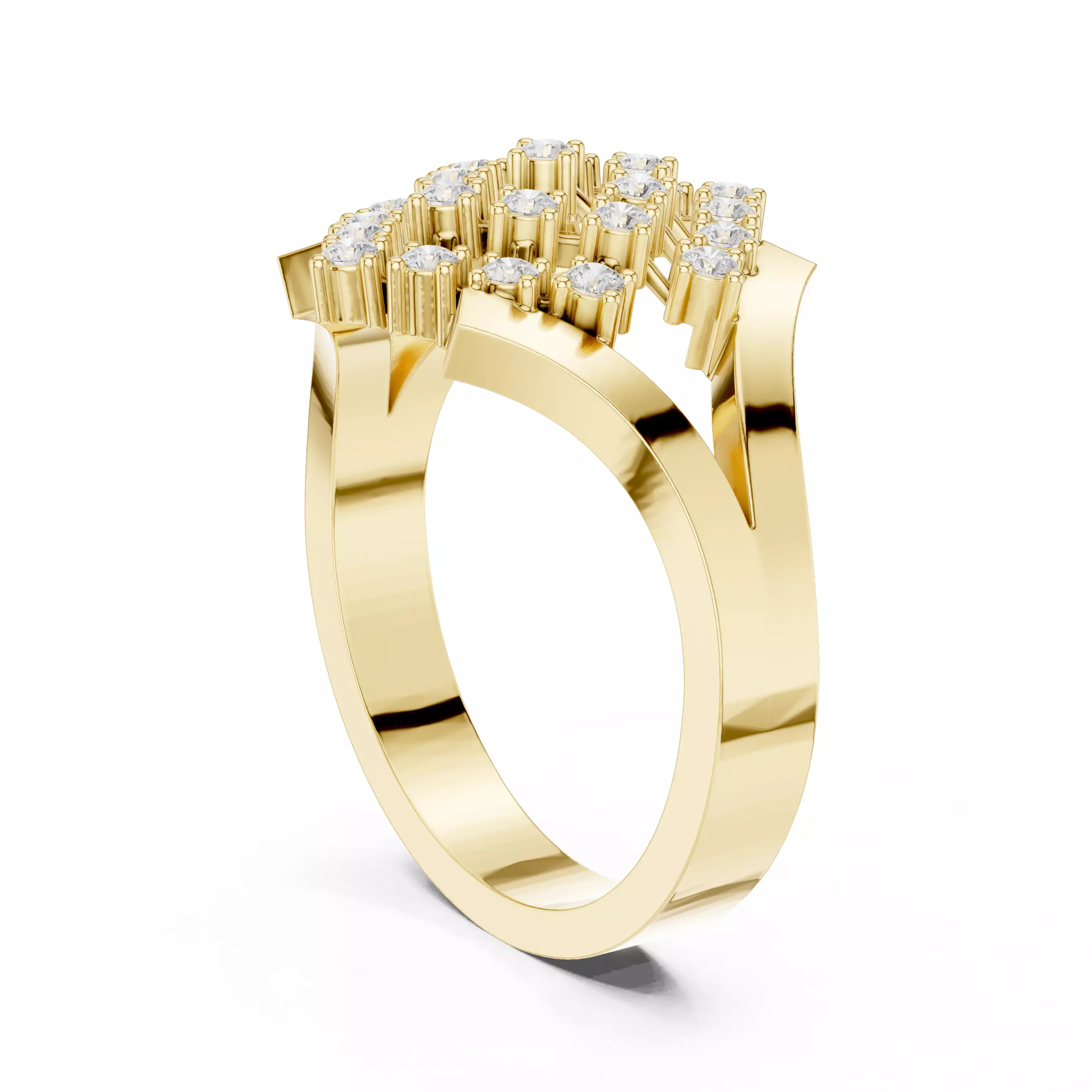 Diamond Cluster Ring 3dm stl renders animation 3D print model_10