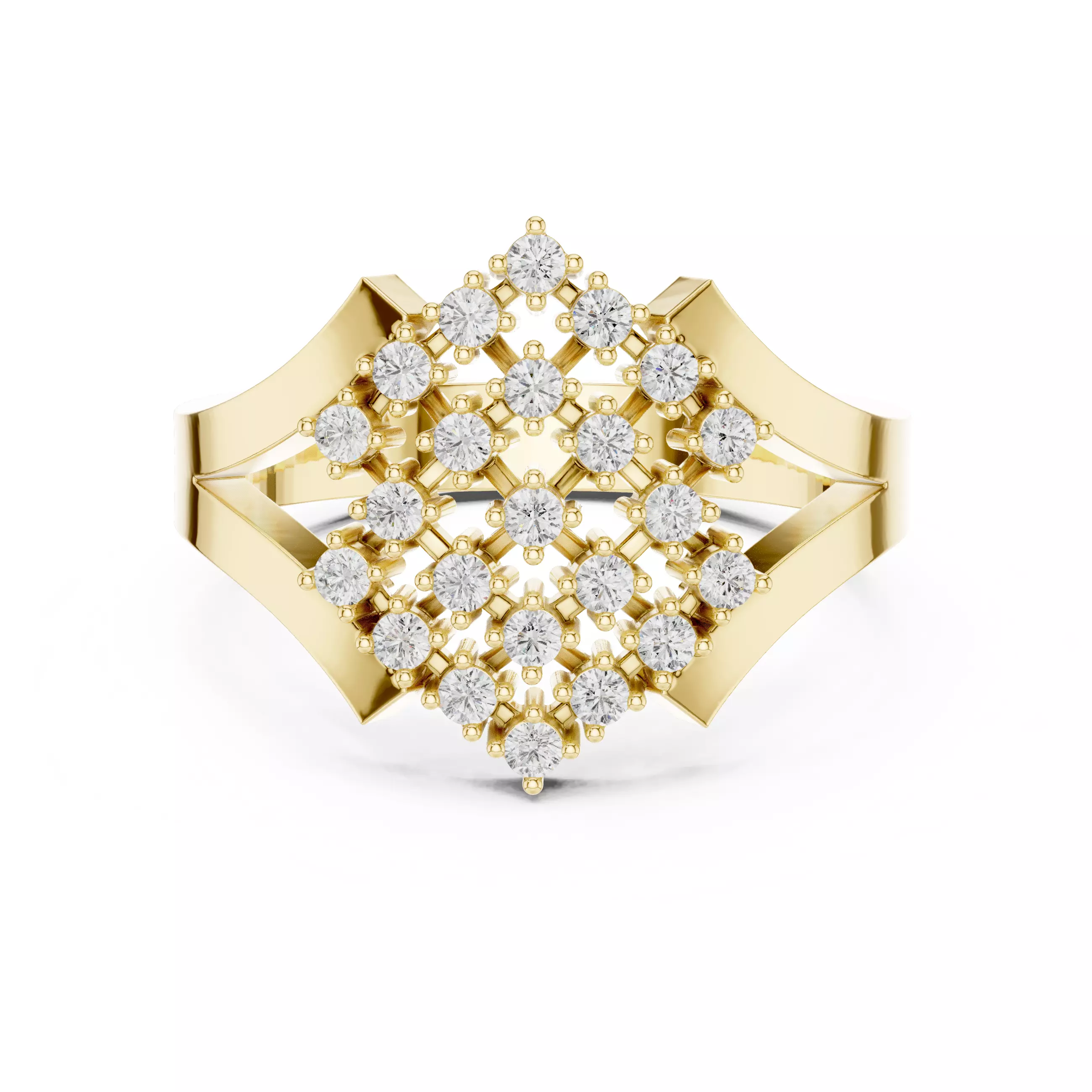 Diamond Cluster Ring 3dm stl renders animation 3D print model_13