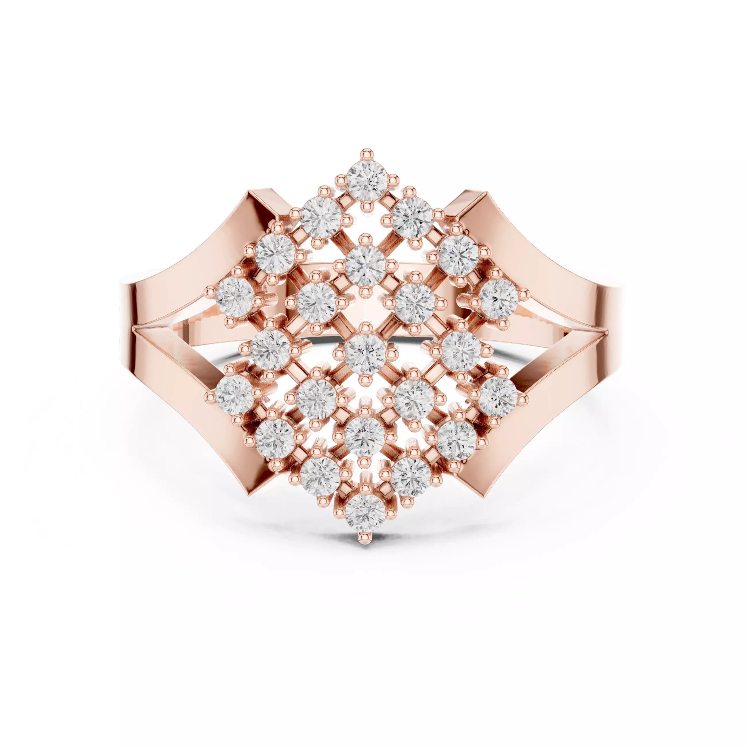 Diamond Cluster Ring 3dm stl renders animation 3D print model_0