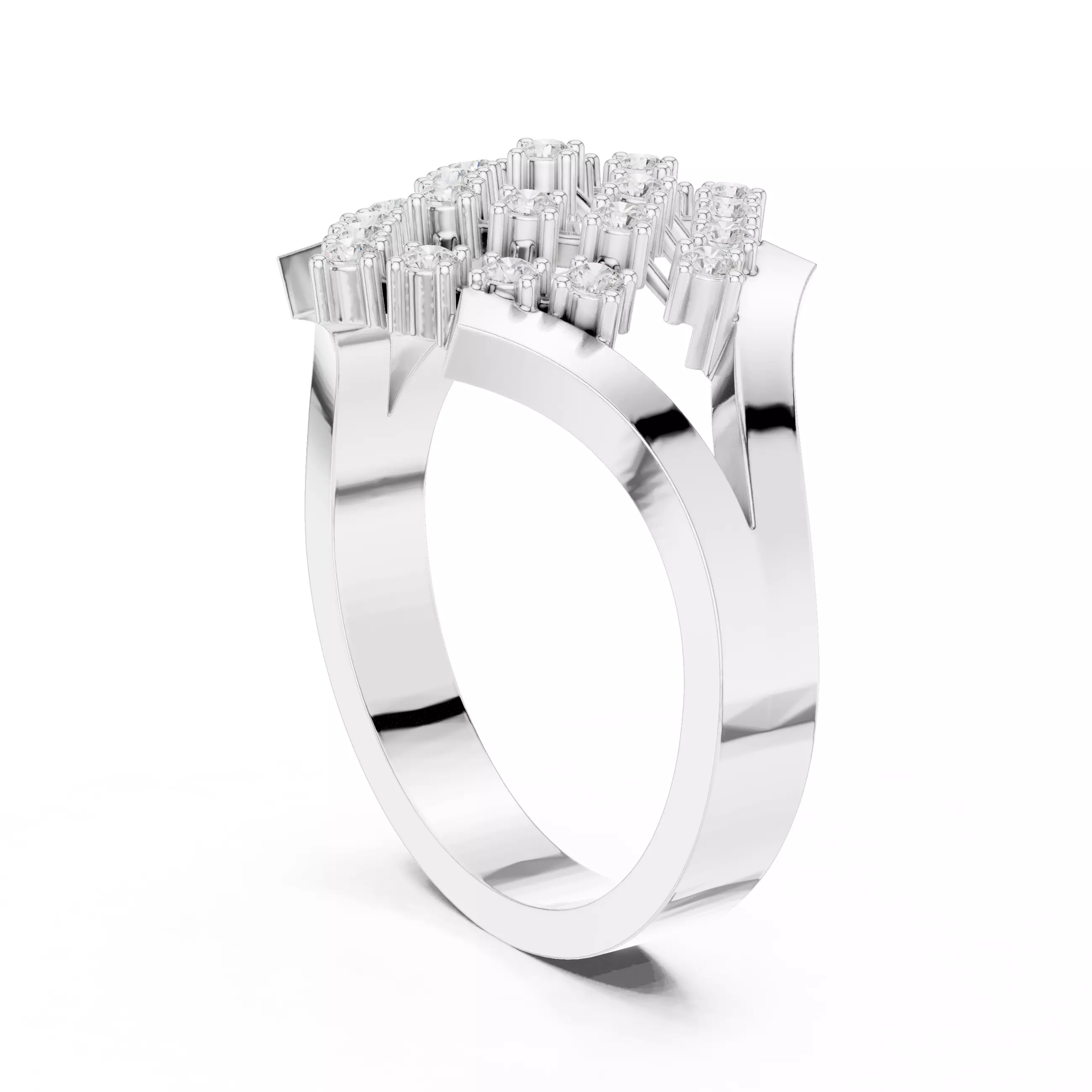 Diamond Cluster Ring 3dm stl renders animation 3D print model_6