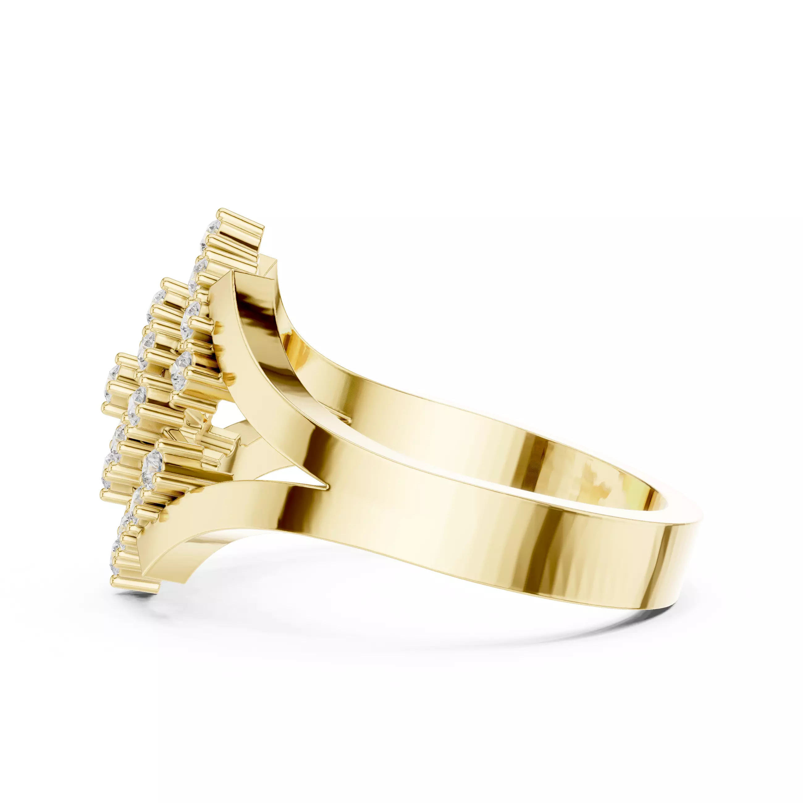 Diamond Cluster Ring 3dm stl renders animation 3D print model_12