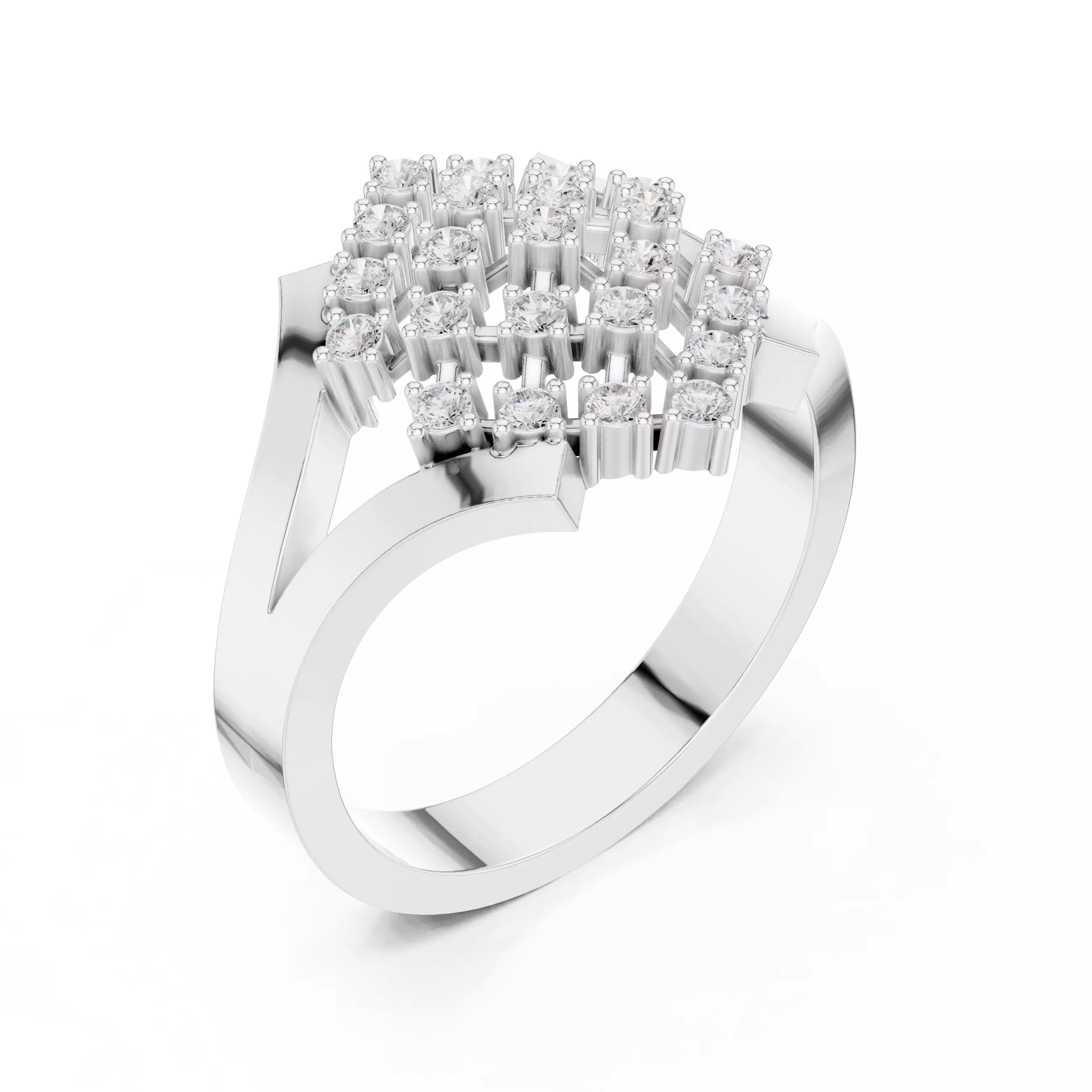 Diamond Cluster Ring 3dm stl renders animation 3D print model_7