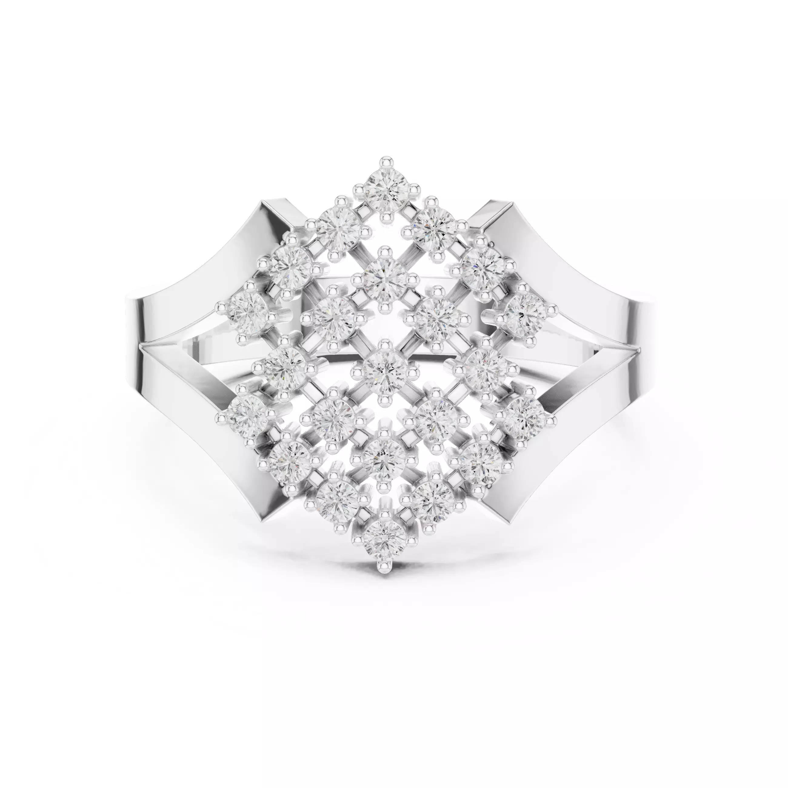 Diamond Cluster Ring 3dm stl renders animation 3D print model_9