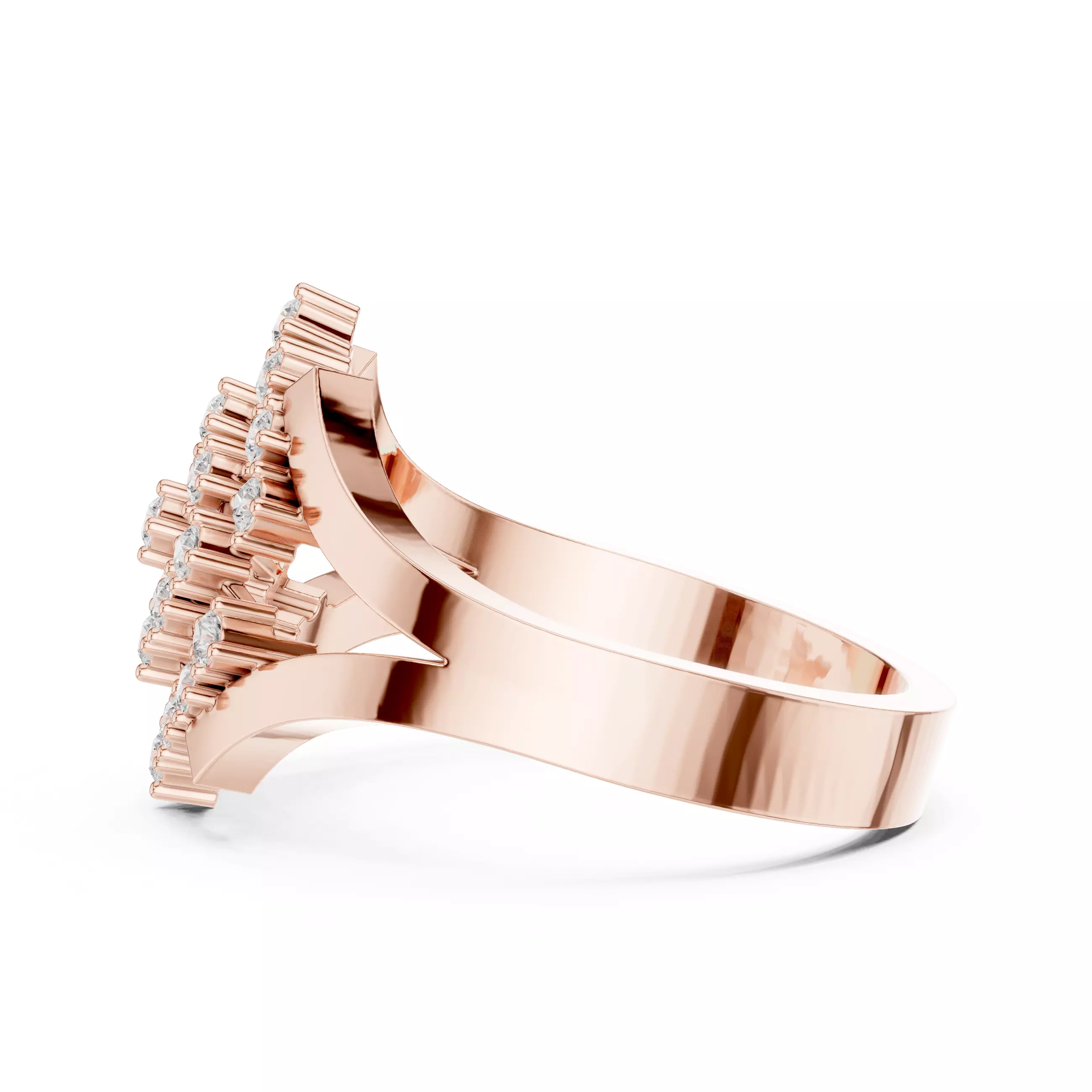 Diamond Cluster Ring 3dm stl renders animation 3D print model_5