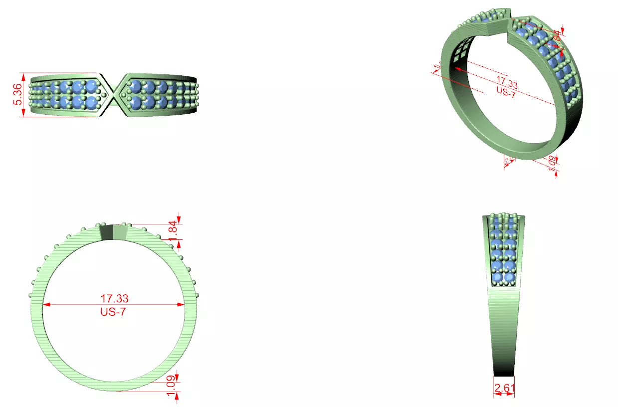 Diamond Band Ring 3dm stl renders animation videos 3D print model_1