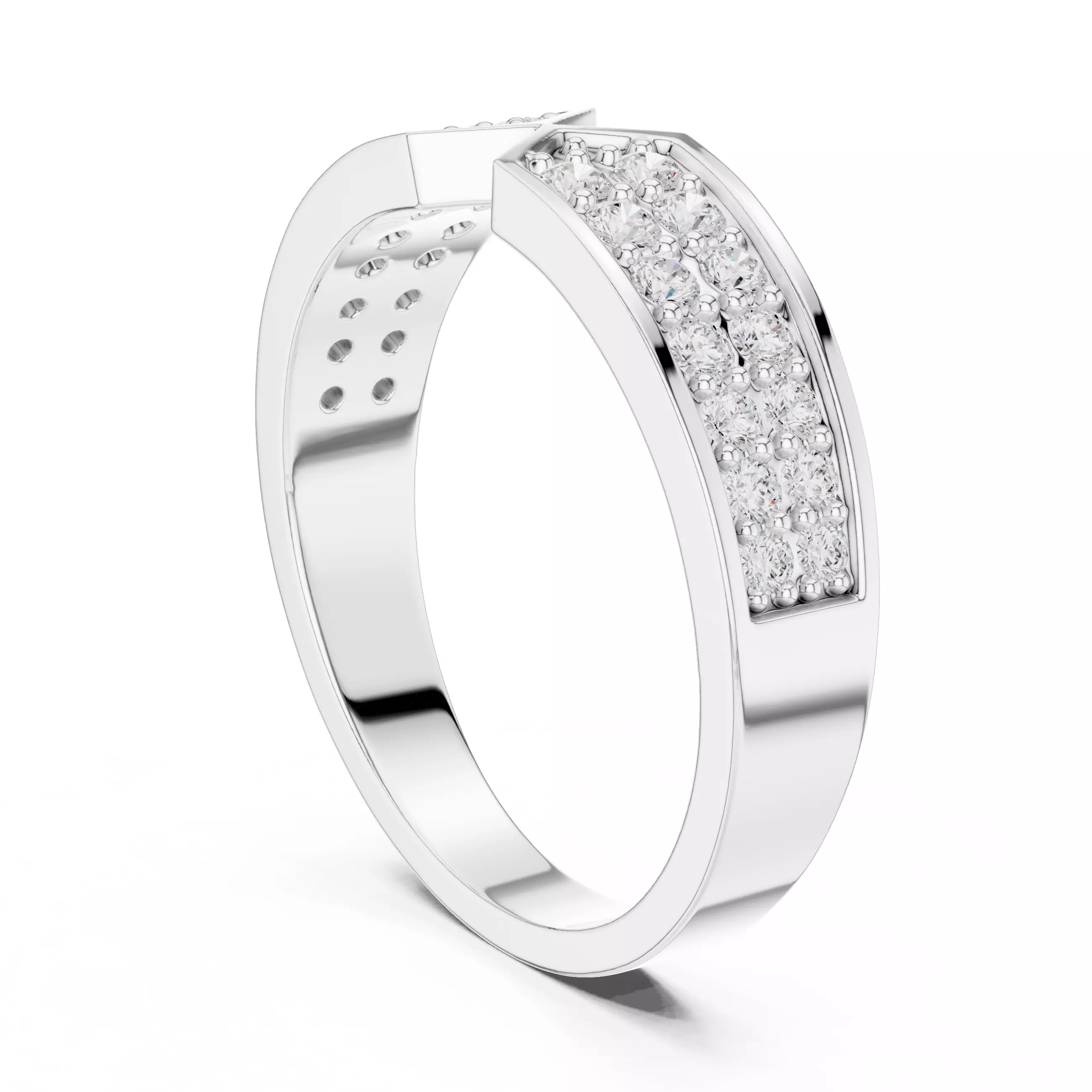 Diamond Band Ring 3dm stl renders animation videos 3D print model_6