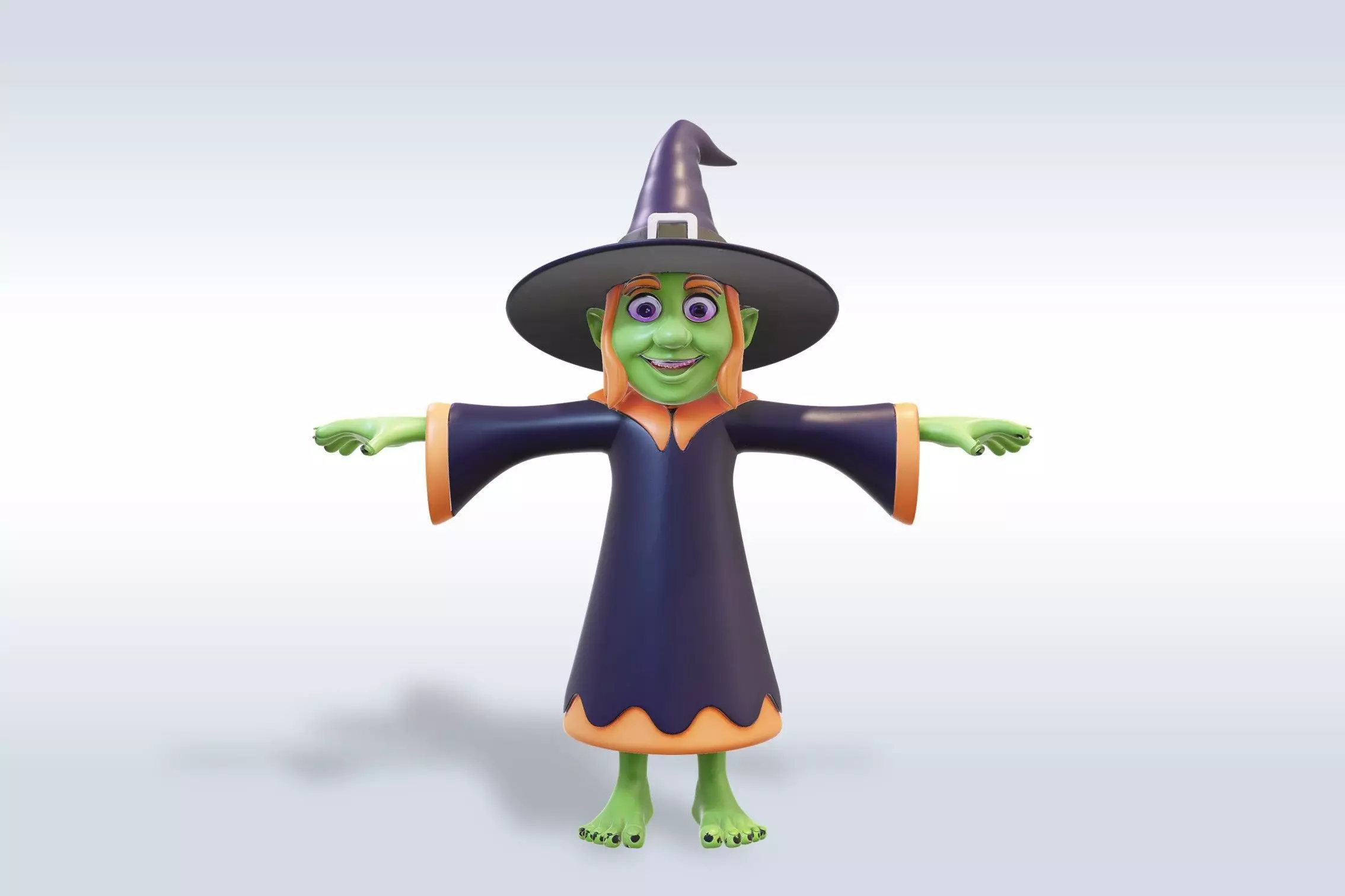 Adorable Witch Halloween Character 3D model_0