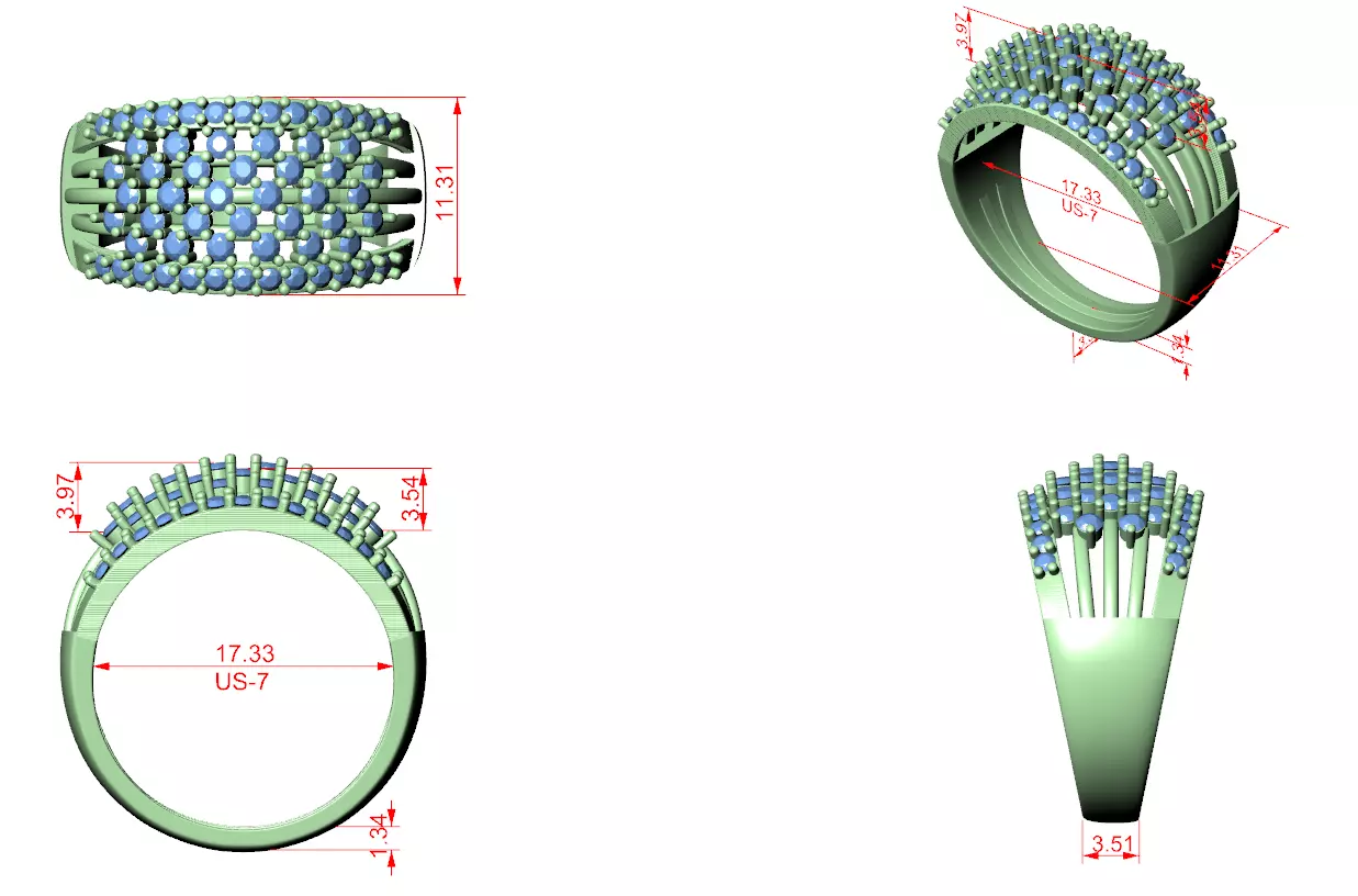 Star Clusters Diamond Band Ring 3dm stl renders animation 3D print model_1