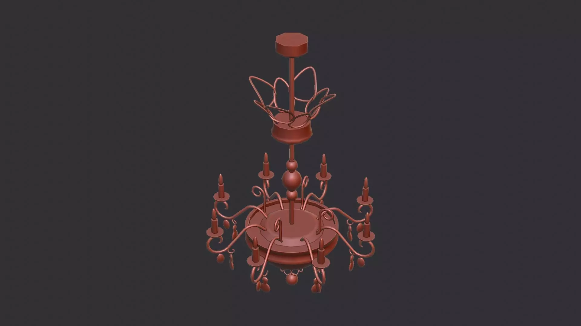 Ceiling chandelier with glass accents Low-poly 3D model_6