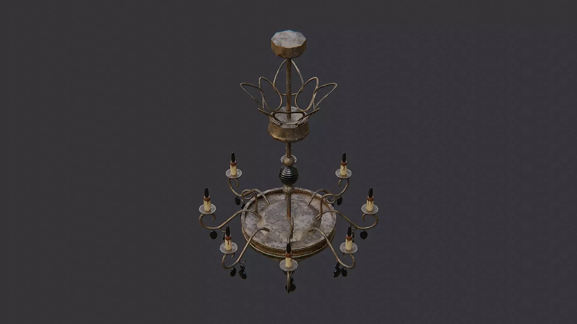 Ceiling chandelier with glass accents Low-poly 3D model_3