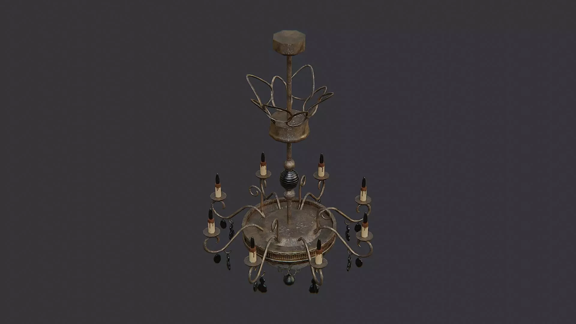 Ceiling chandelier with glass accents Low-poly 3D model_0
