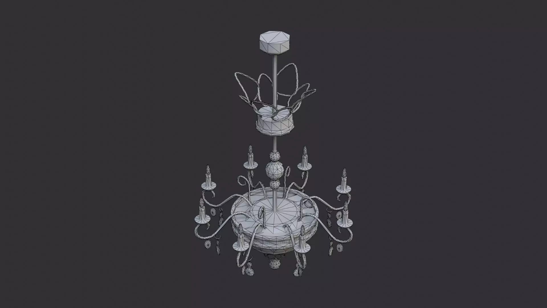 Ceiling chandelier with glass accents Low-poly 3D model_7