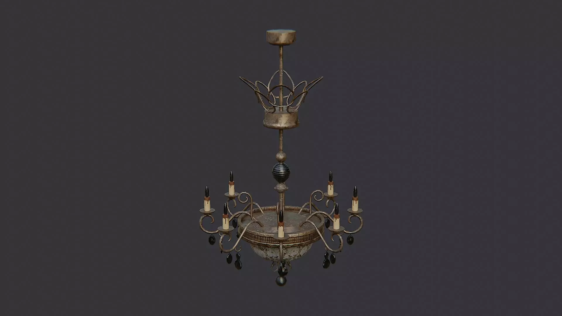Ceiling chandelier with glass accents Low-poly 3D model_2
