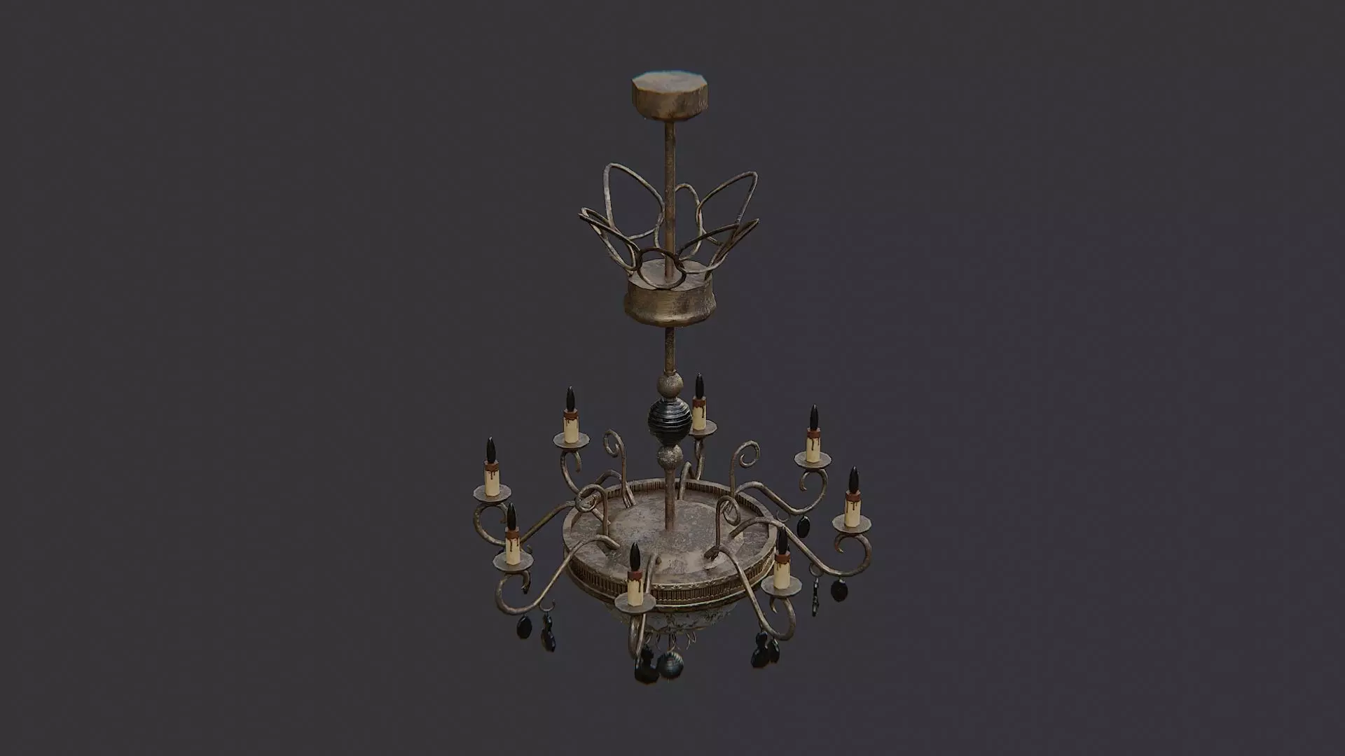 Ceiling chandelier with glass accents Low-poly 3D model_1